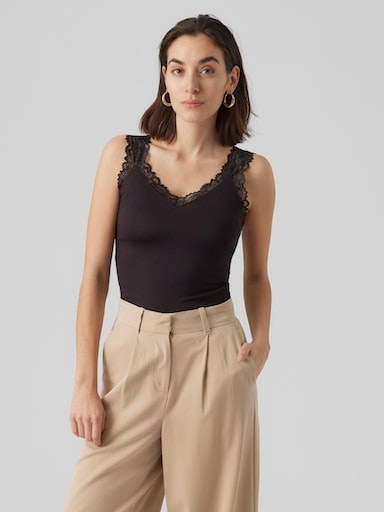 Vero Moda Trägertop "VMROSA SL TOP JRS NOOS" Viskosemischung, Spitzen Detail