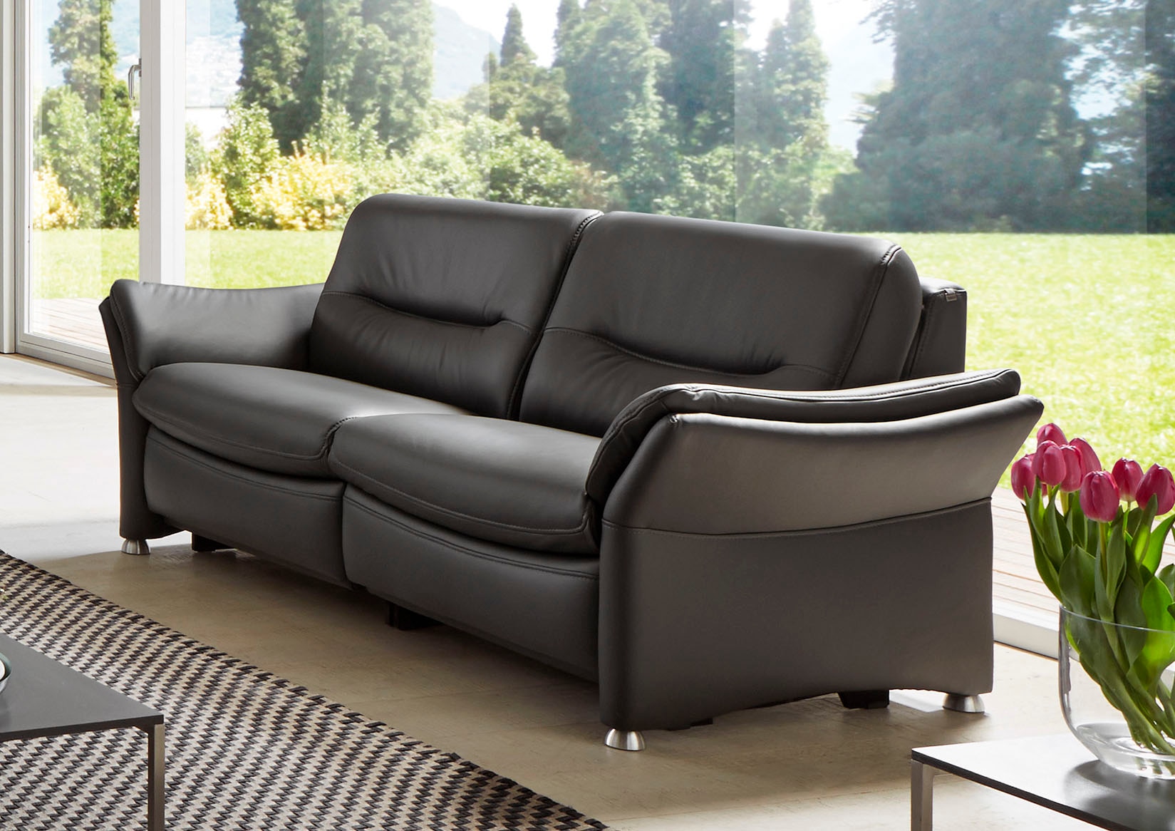 HUKLA 2,5-Sitzer »HU-SF15058 Ledersofa, Breite 194 cm«, aus Leder, optional Kopfstütze u. WallAway-Funktion