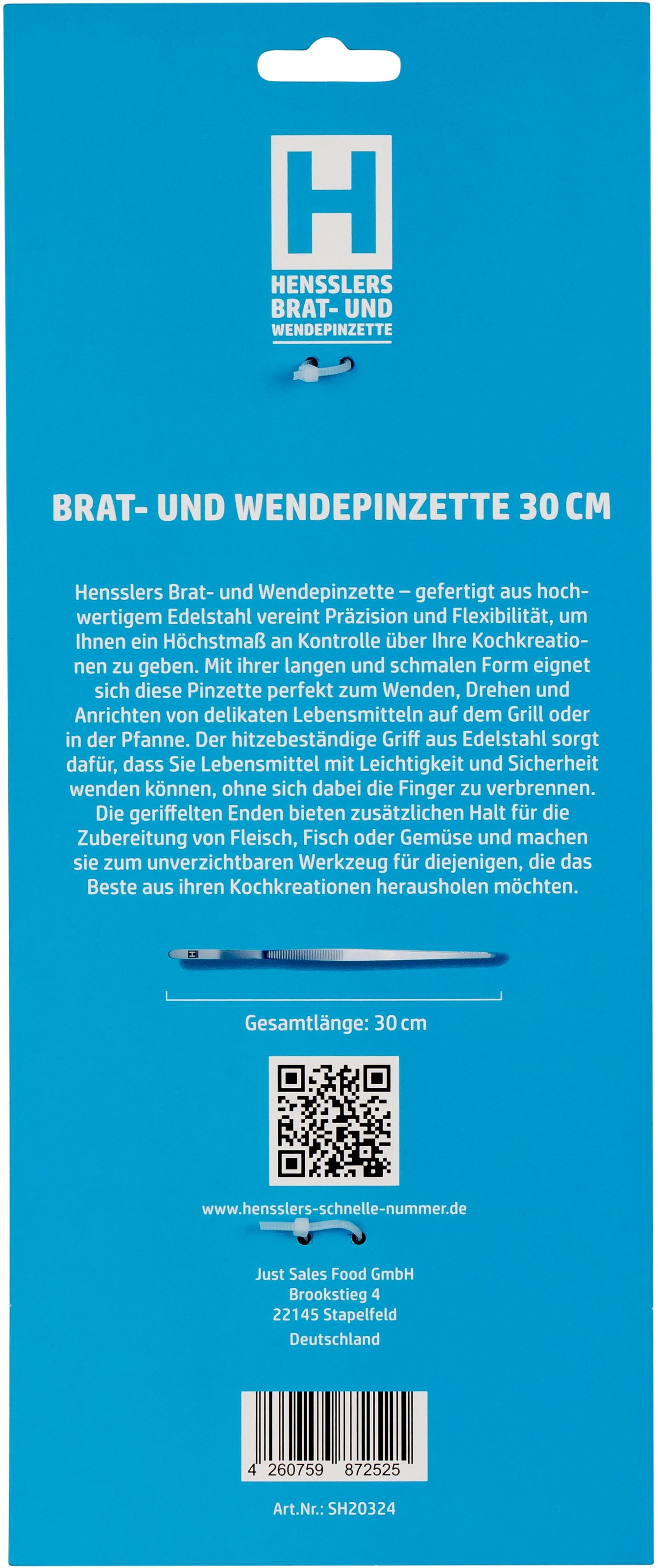 HENSSLERS Kochpinzette »HENSSLERS Brat- und Wendepinzette«, Edelstahl