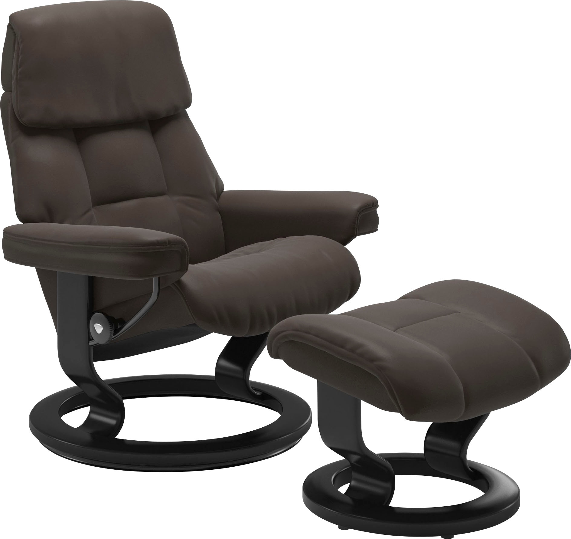 Stressless Relaxsessel "Ruby", (Set, Relaxsessel mit Hocker), mit Classic Base, Größe L, Gestell Eiche, Wenge, Braun & S