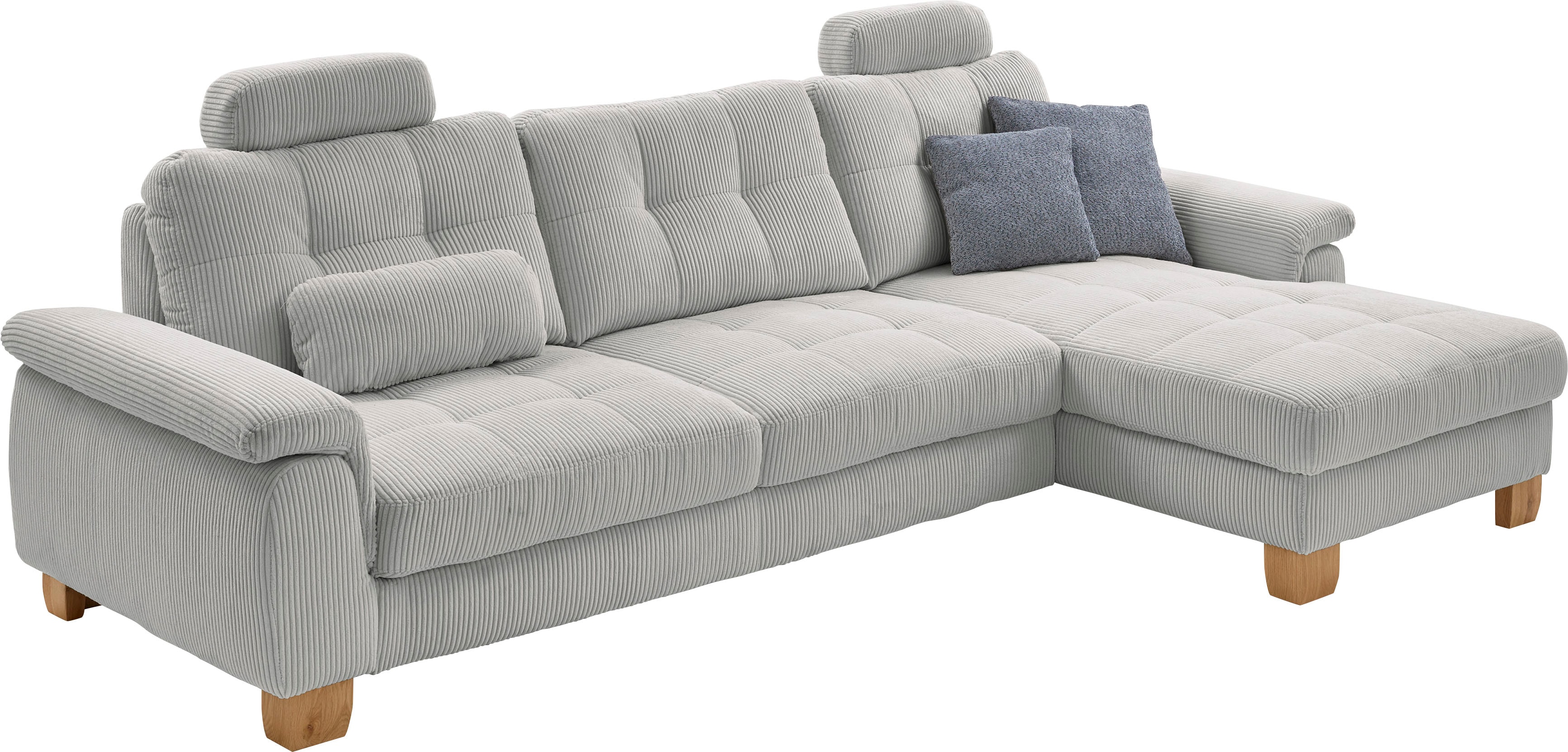 Die PlanBar Ecksofa "PP-LA19101 L-Form, Breite 316 cm" wahlweise mit Schlaffunktion und verstellbaren Kopfstützen, in Cord