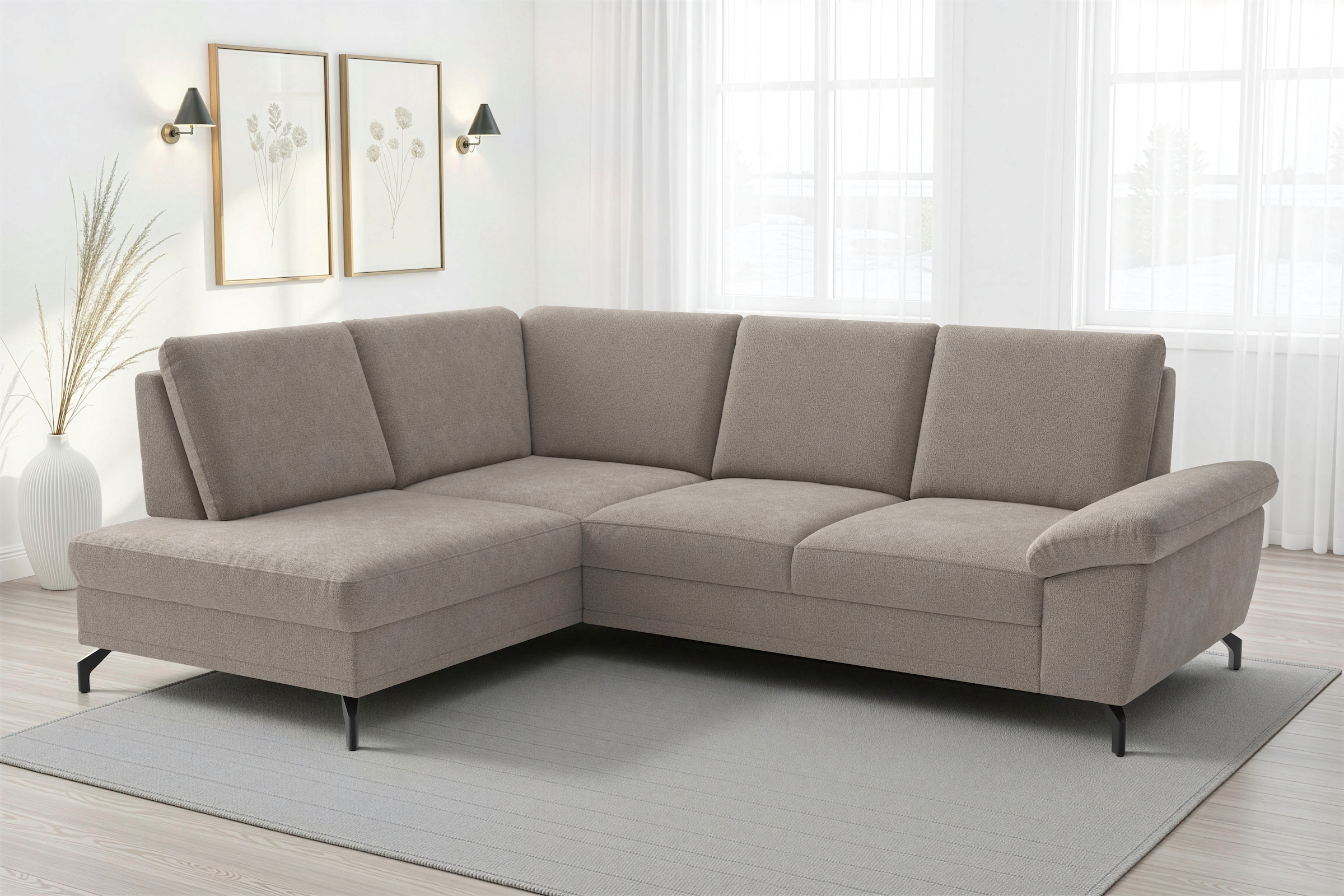 sit&more Ecksofa "Chelsea L-Form, B: 249 cm, Armteil- & Sitztiefenverstellung" optional Schlaffunktion und Bettkasten