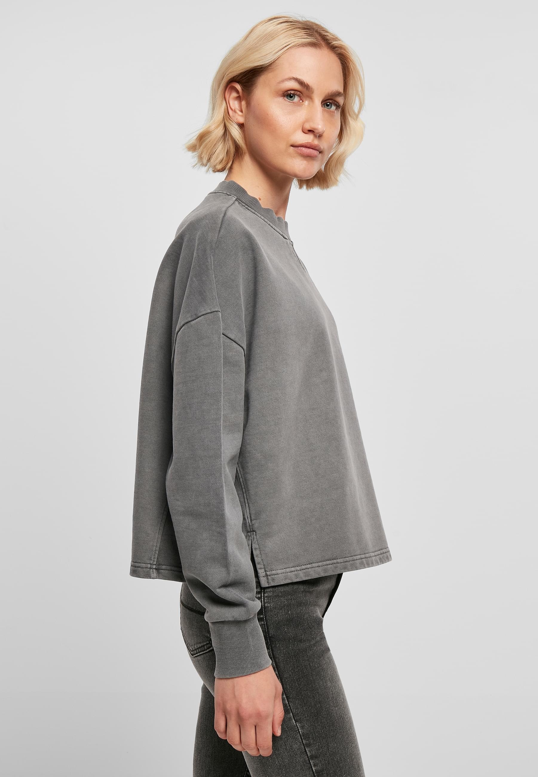 URBAN CLASSICS Sweater »Urban Classics Damen Ladies Heavy Terry Garment Dye Crewneck«, (1 tlg.)