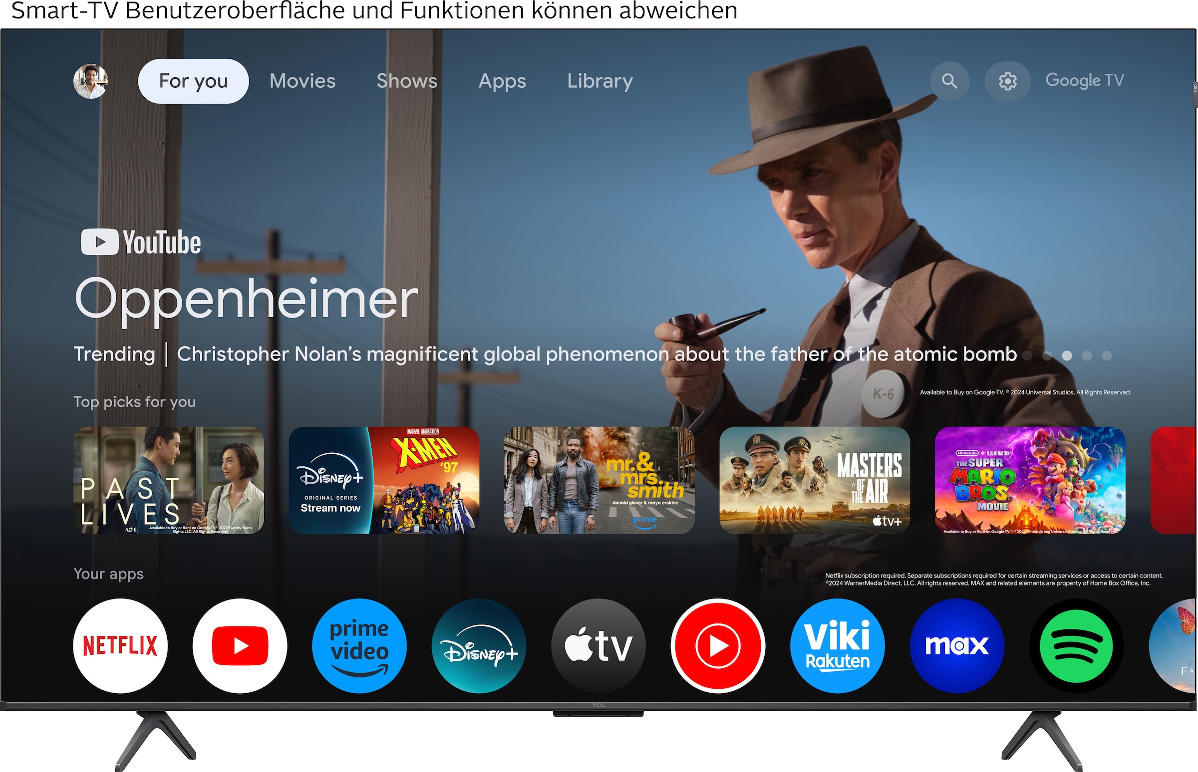TCL QLED-Fernseher »55P81KX2«, 4K Ultra HD, Google TV-Smart-TV, 144Hz, Multi-HDR, Dolby Vision, Game Master, Smart TV, Apple TV, ONKYO