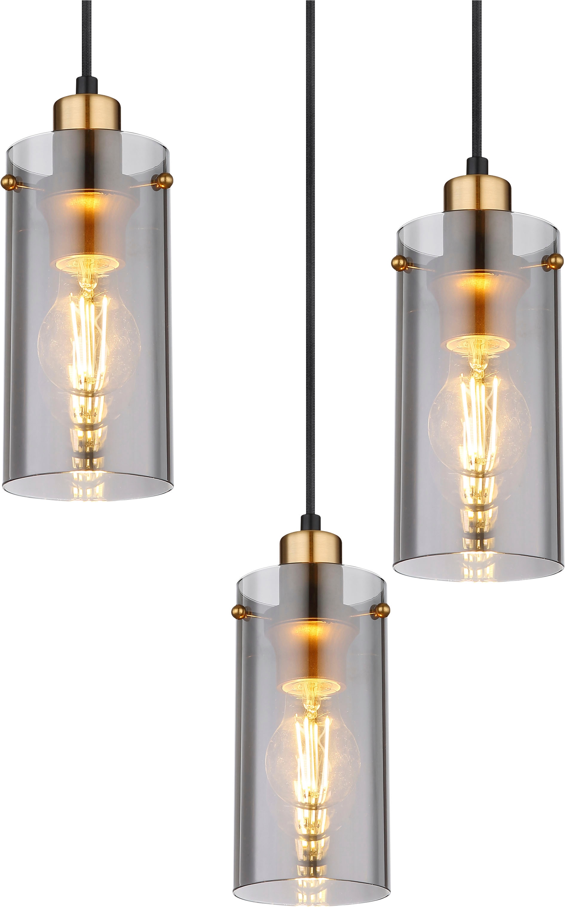 GLOBO LIGHTING Hängeleuchte »FANNI« E27 1 Stk. Schwarze Hängeleuchte mit messingfarbenem Metall und Glas