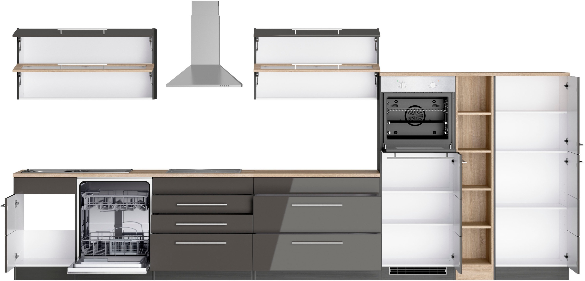 KOCHSTATION Küchenzeile »KS-Wien« Breite 440 cm, wahlweise mit E-Geräten