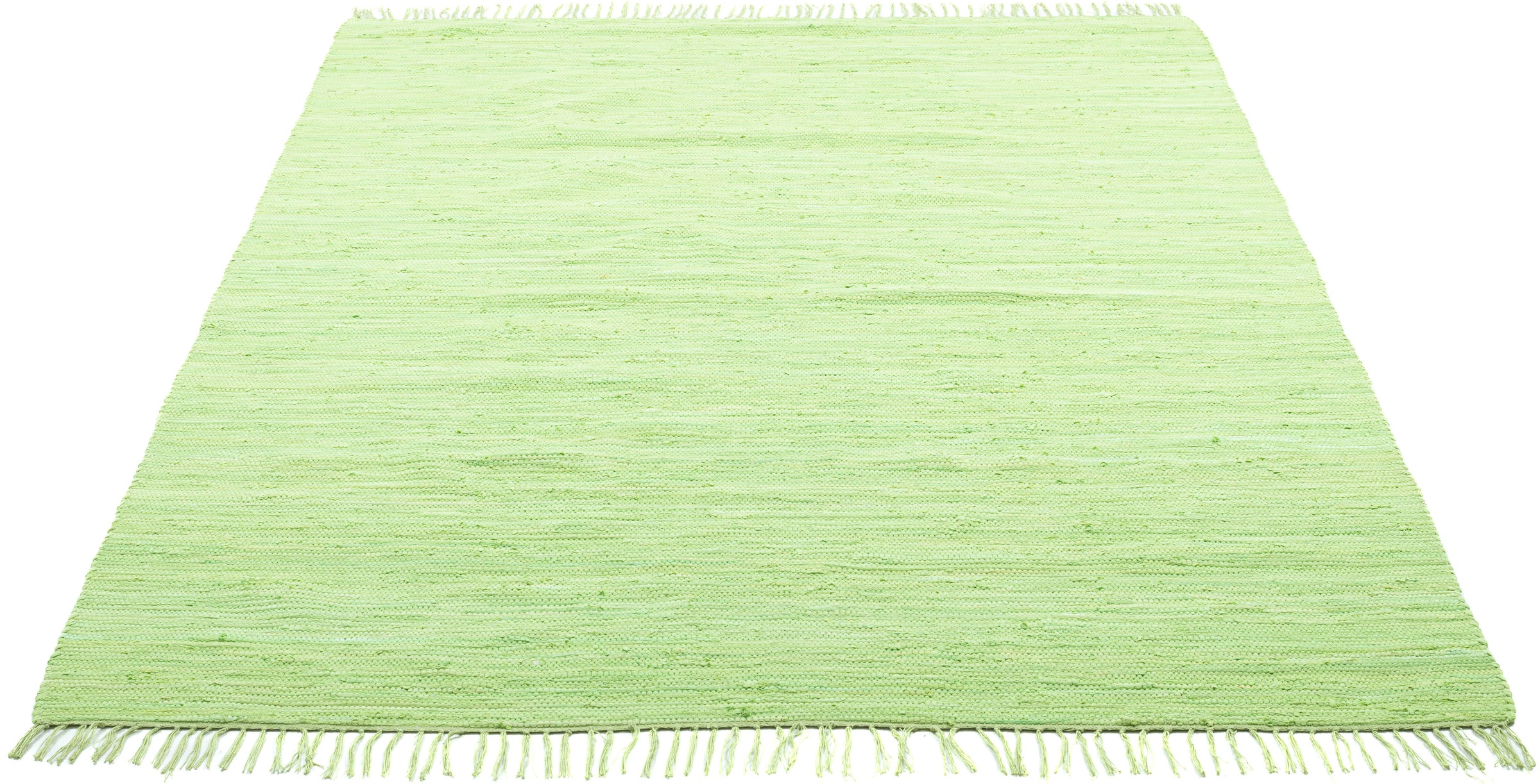 my home Teppich »Cadis«, rechteckig, 5 mm Höhe, Wendeteppich, mit Fransen, Uni Farben, handgewebt, reine Baumwolle