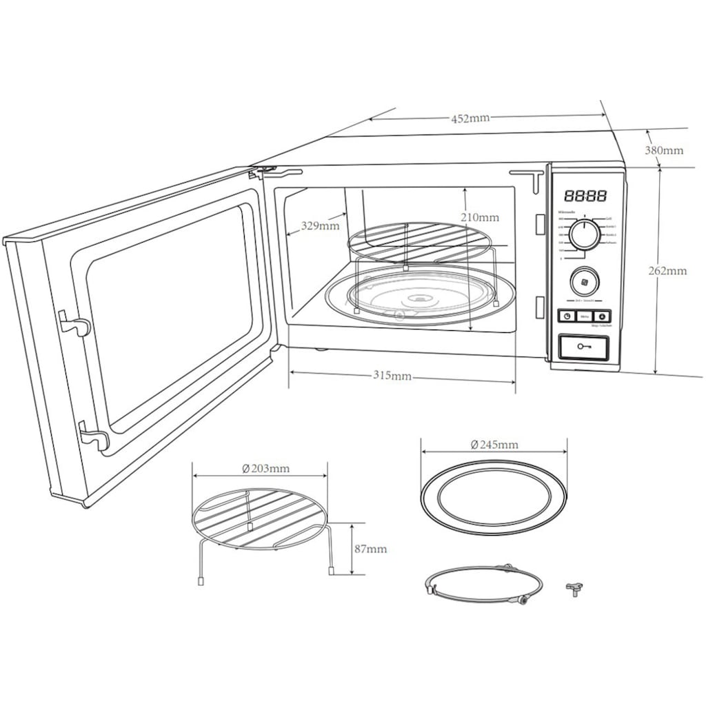 Hanseatic Mikrowelle »63147329«, Grill, 800 W