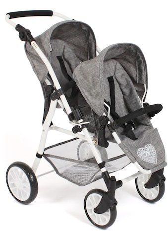 Puppen-Zwillingsbuggy »Twinny, Jeans Grey«, mit schwenkbaren Vorderrädern