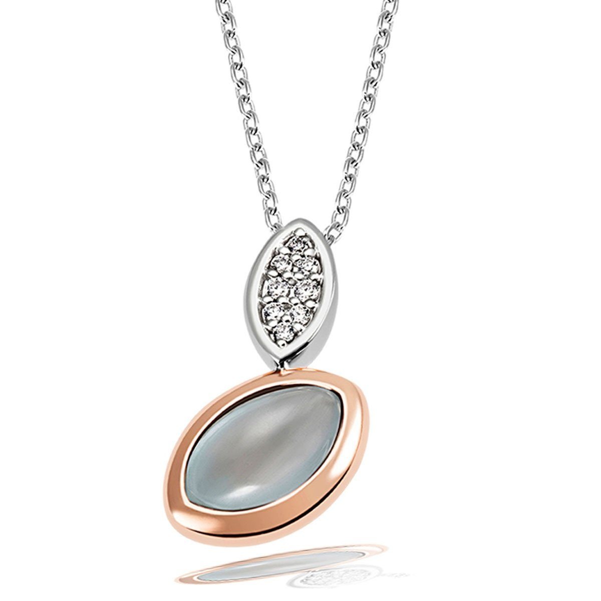 goldmaid Collier 925/- Sterlingsilber 1 Aquamarin 8 Zirkonia