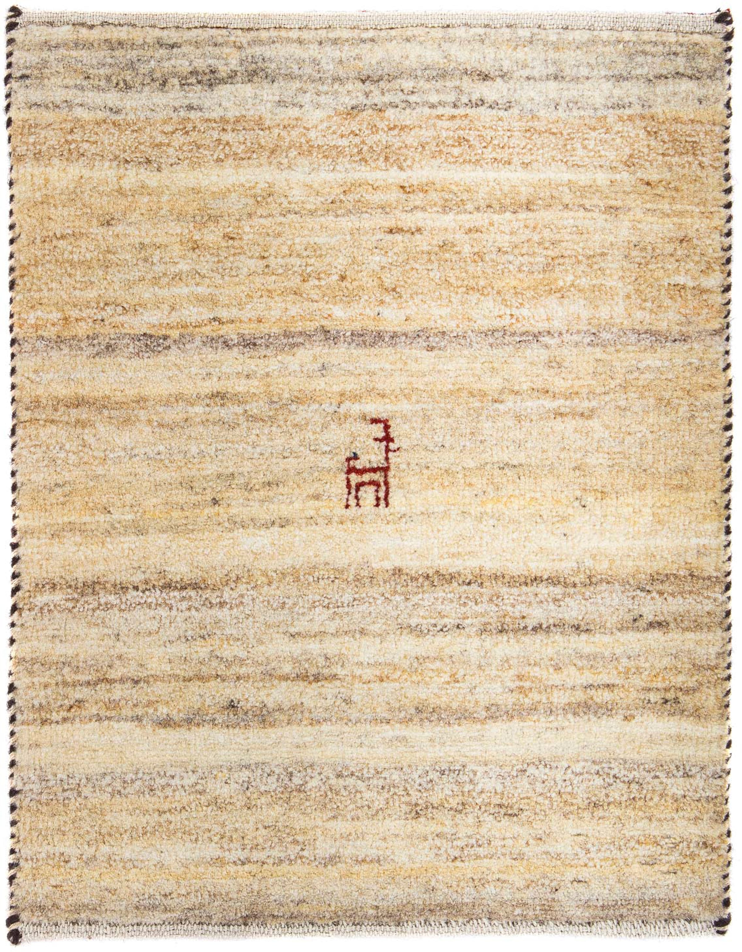 morgenland Wollteppich »Gabbeh - Perser - 60 x 40 cm - beige«, rechteckig, Wohnzimmer, Handgeknüpft, Einzelstück mit Zertifikat