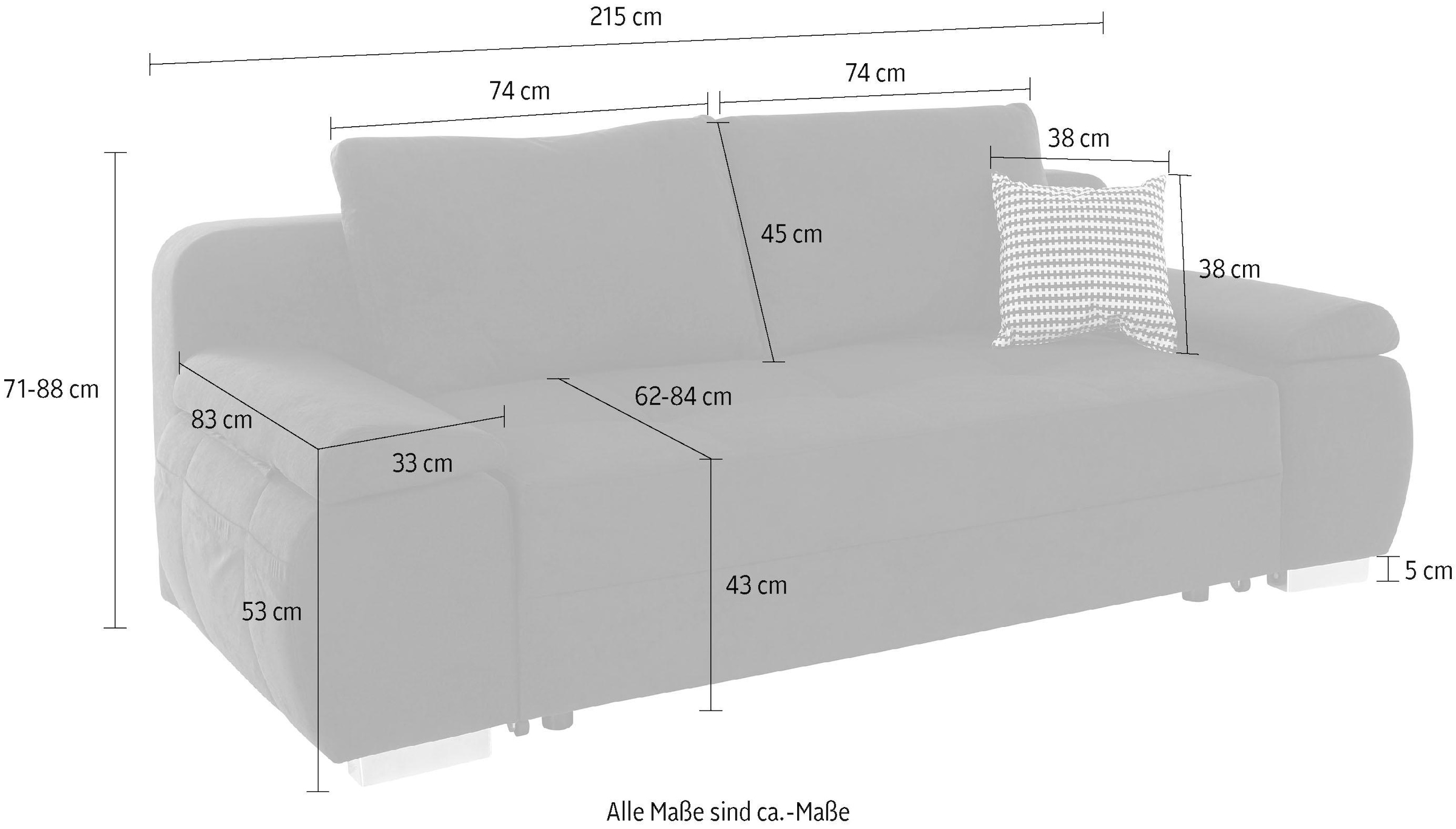 INOSIGN Schlafsofa »Pumo«, mit Boxspring-Aufbau, Bettfunktion und Bettkasten, inklusive Federkern