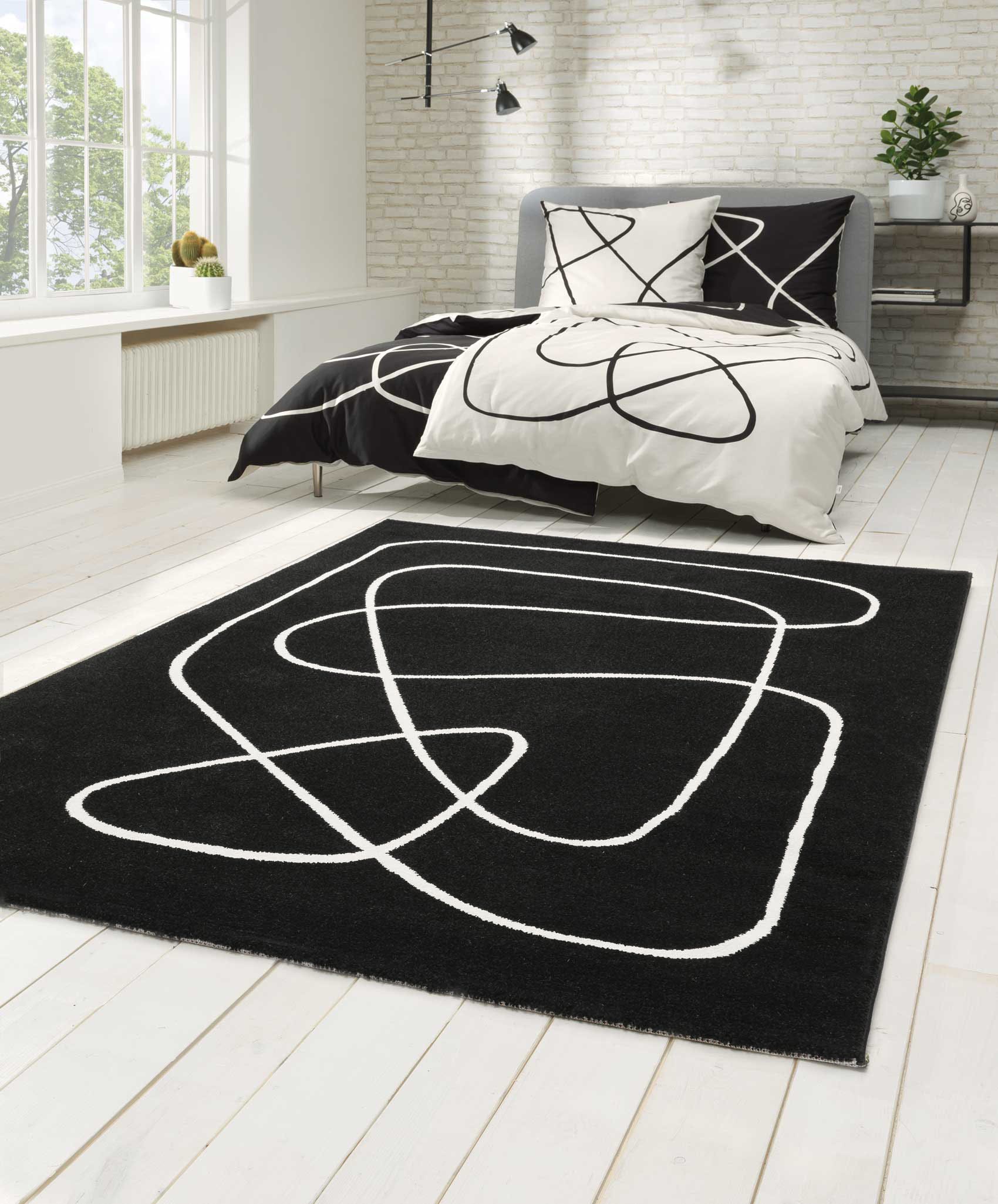 Esprit Teppich »Artist, ESP-40102«, rechteckig, 13 mm Höhe, Kurzflor, geometrisch modern, schwarz weiss, Wohnzimmer, Schlafzimmer
