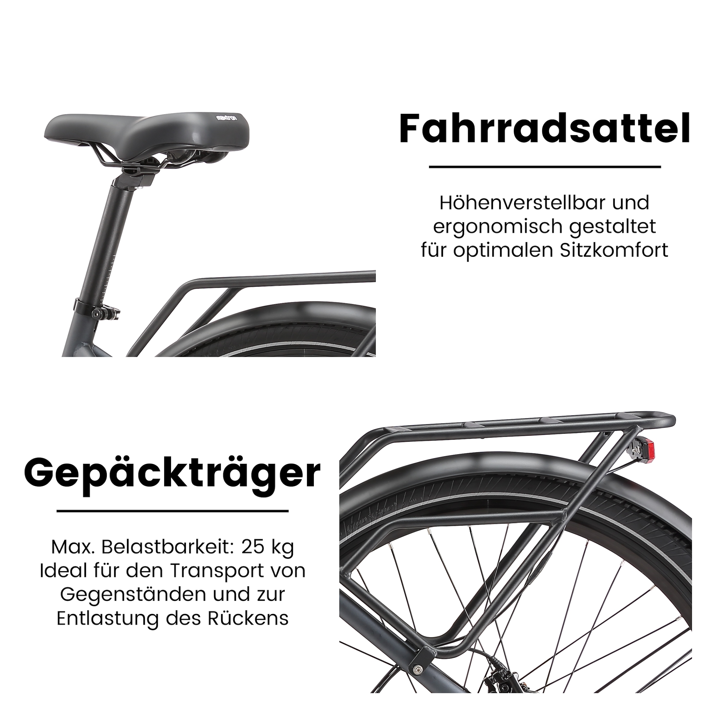 Maxtron »Maxtron Lira 28" City-E-Bike« 7 Gang Shimano Kettenschaltung Heckmotor 250 W (mit integr. Akku), Elektrofahrrad für Alltag und Einkauf