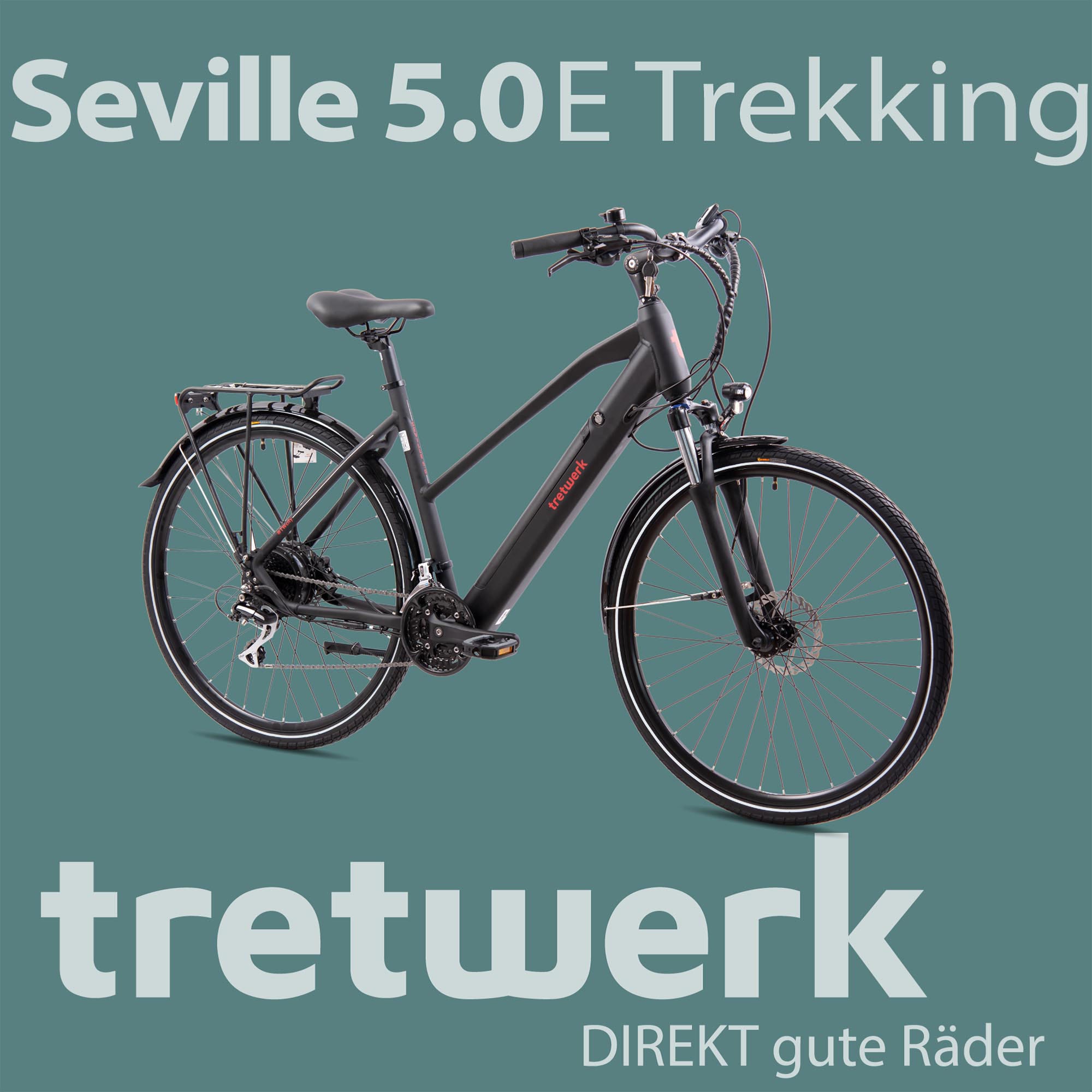 Tretwerk E-Bike »Seville 5.0«, 24 Gang, Shimano, Heckmotor 250 W, Pedelec, Elektrofahrrad für Damen u. Herren
