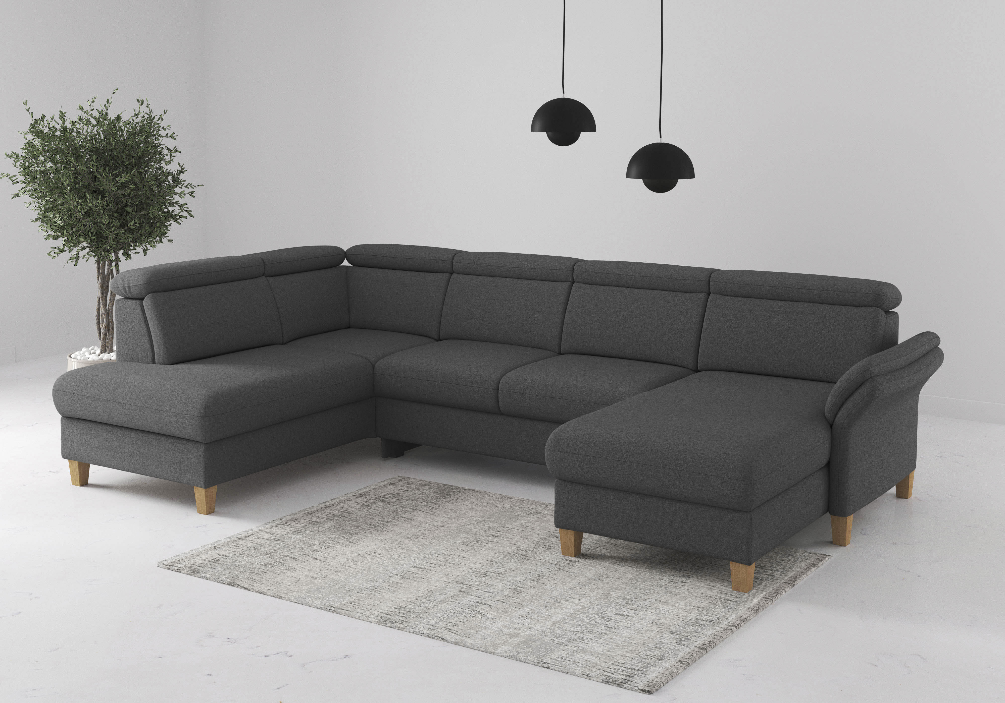 OTTO home Wohnlandschaft "Glendale, U-Form" inkl. Kopfteilverstellung, wahlweise mit Vorziehsitz und Bettkasten