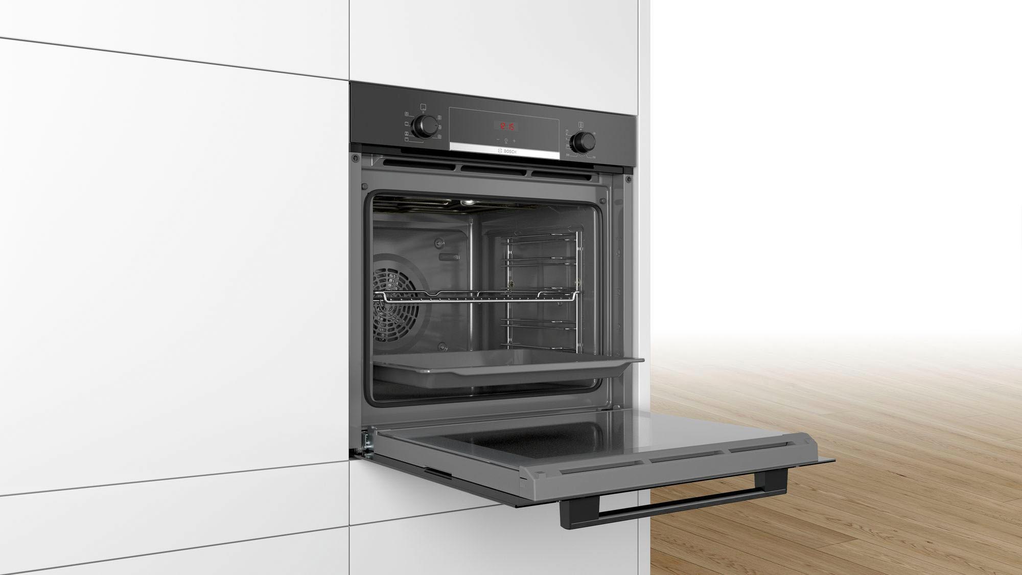 BOSCH Einbaubackofen »HBA533BB1«, 4, HBA533BB1, mit Teleskopauszug nachrüstbar, ecoClean Direct