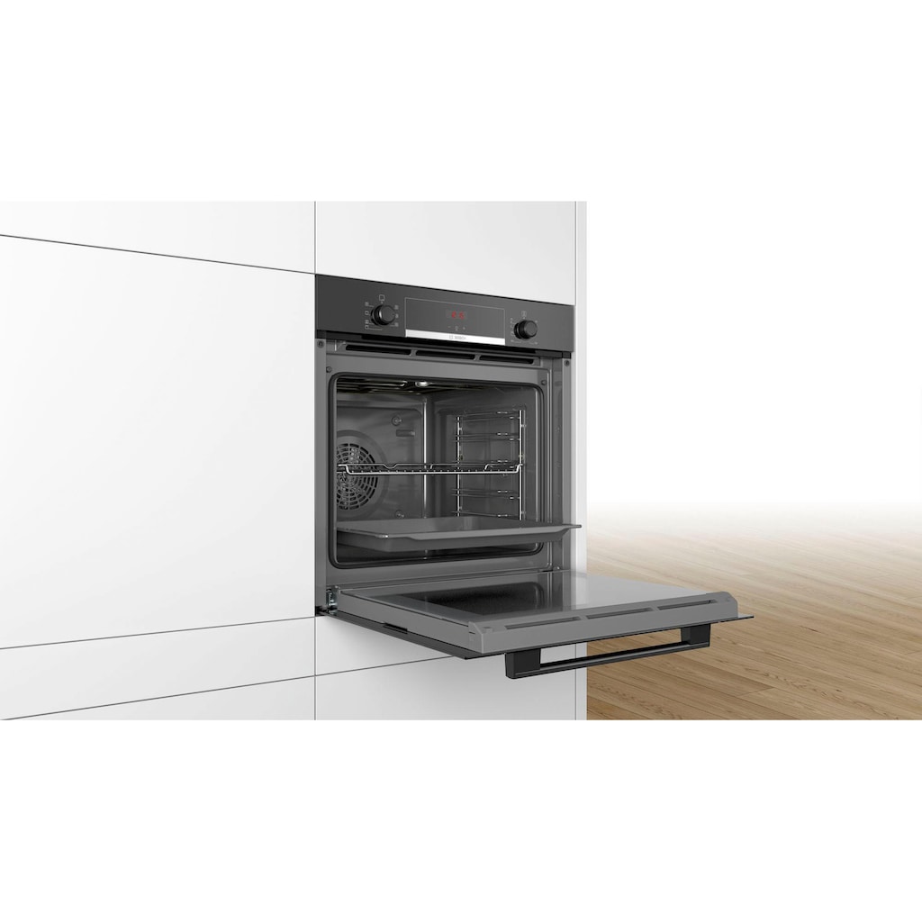 BOSCH Einbaubackofen »HBA533BB1«, 4, HBA533BB1, mit Teleskopauszug nachrüstbar, ecoClean Direct