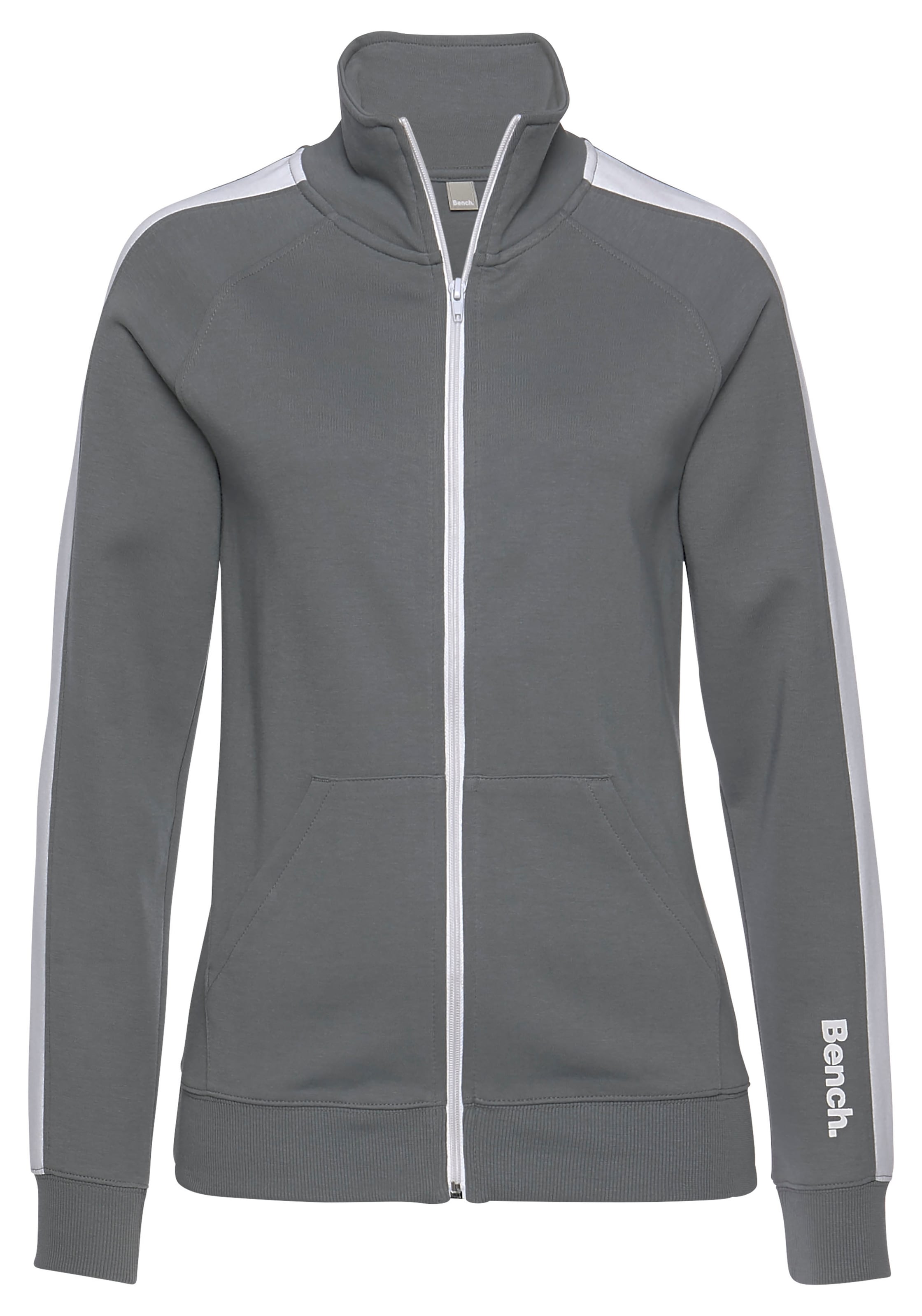 Bench. Loungewear Sweatjacke, mit Seitenstreifen und Stehkragen, Loungewear