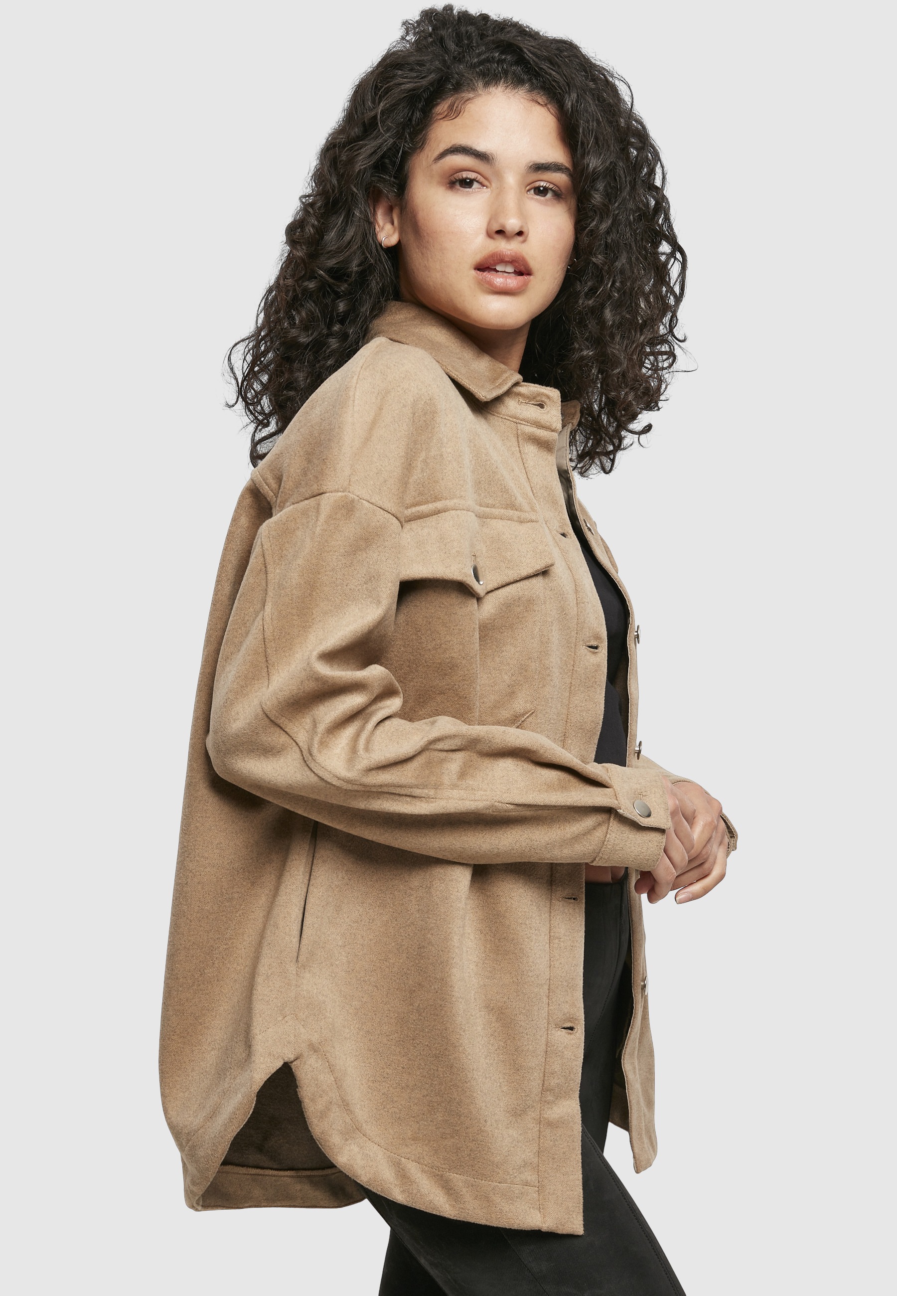 URBAN CLASSICS Kurzarmshirt »Urban Classics Damen Ladies Classic Overshirt« 1