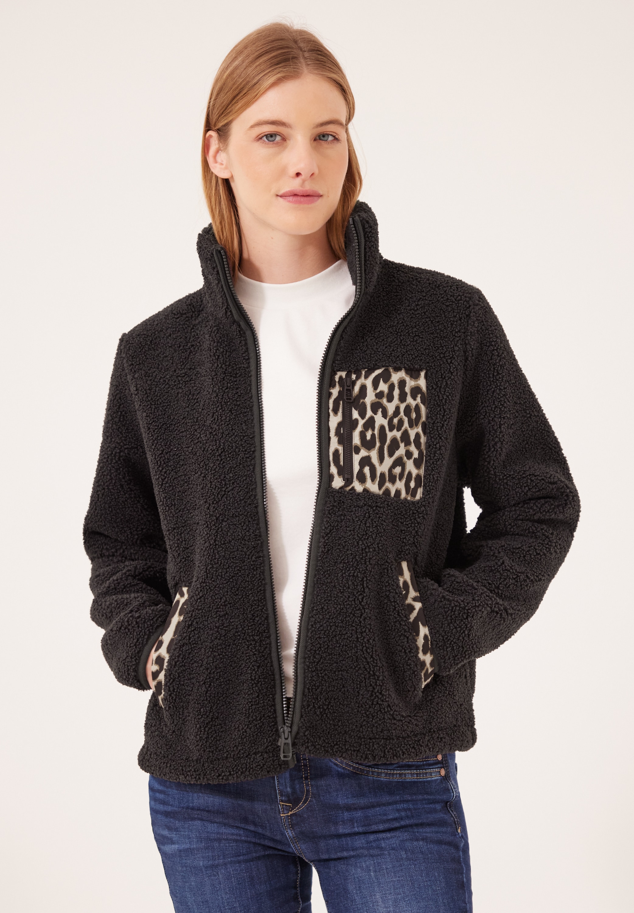 STREET ONE STUDIO Kurzjacke ohne Kapuze mit Leomuster