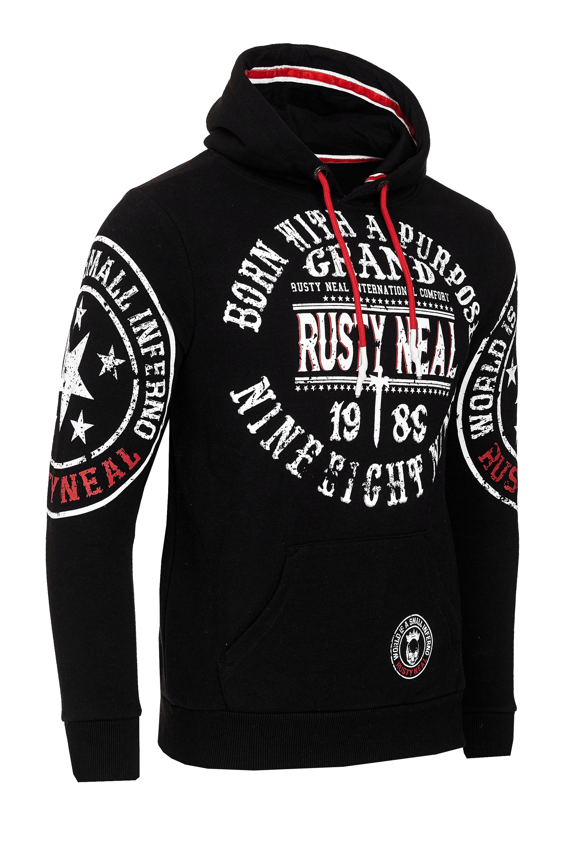 Sweat à capuche homme Rusty Neal Noir et Blanc Taille M 3