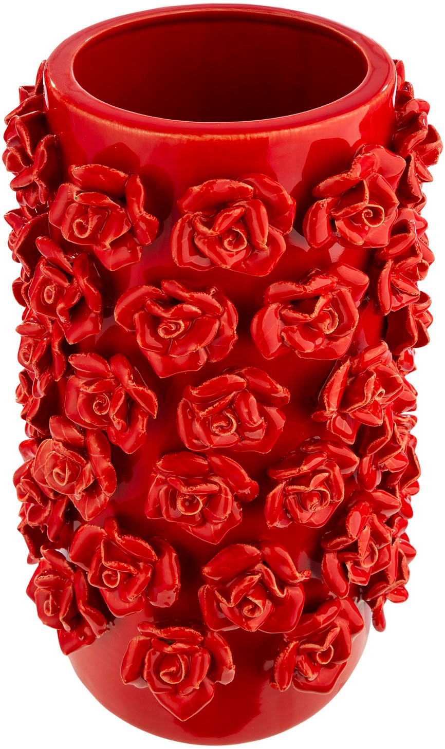 Thumbnail - GILDE Tischvase "Vase zylindrisch Roses rot H. 30,5 cm"