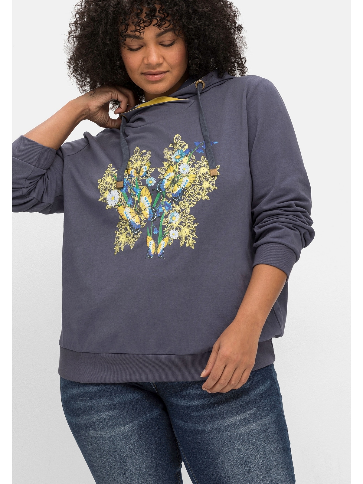 Kapuzensweatshirt »Große Größen«, mit floralem Frontdruck