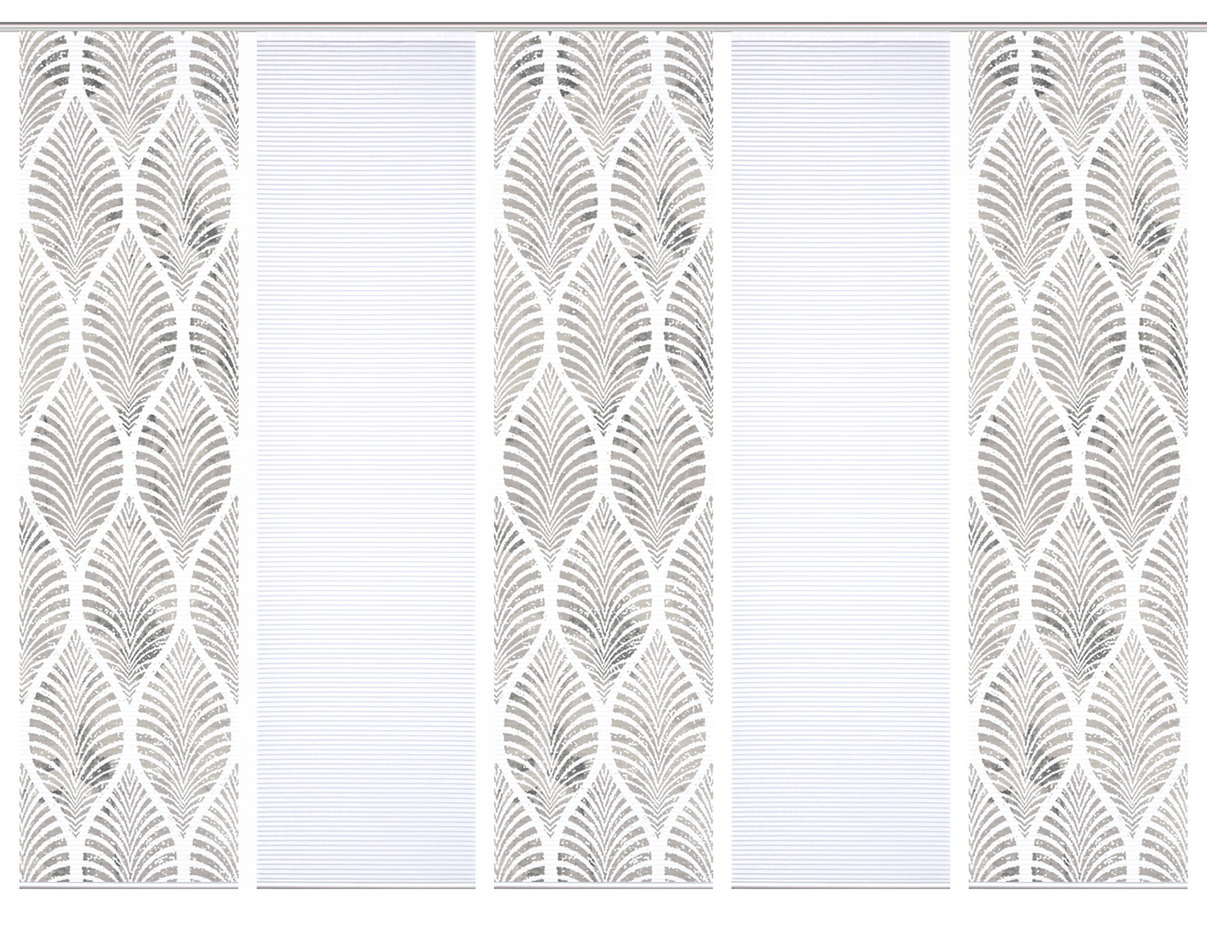 Thumbnail - HOME in green Schiebegardine "VIDARO" Paneelwagen 5 Stk. tlg. SET DIGITALDRUCK,BAMBUSOPTIK RECYCELT