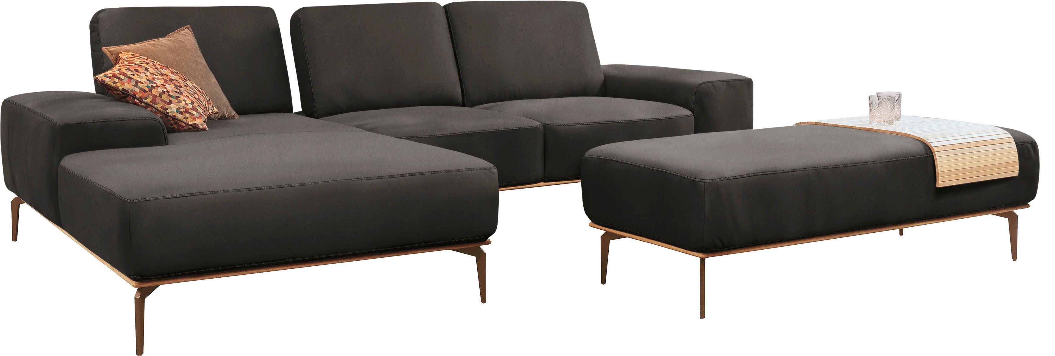 Thumbnail - W.SCHILLIG Ecksofa "run, Designsofa mit tollem Sitzkomfort, bequem, L-Form", mit Holzsockel, Füße in Bronze pulverbeschi...