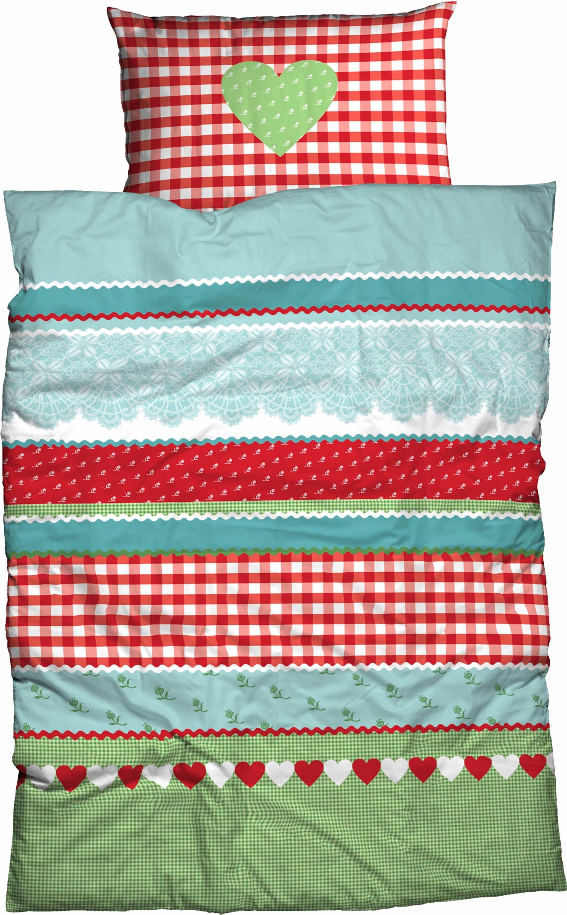 CASATEX Bettwäsche "Herz-Karo" 3 Stk. tlg. niedlichem Herz-Karo Design günstig online kaufen