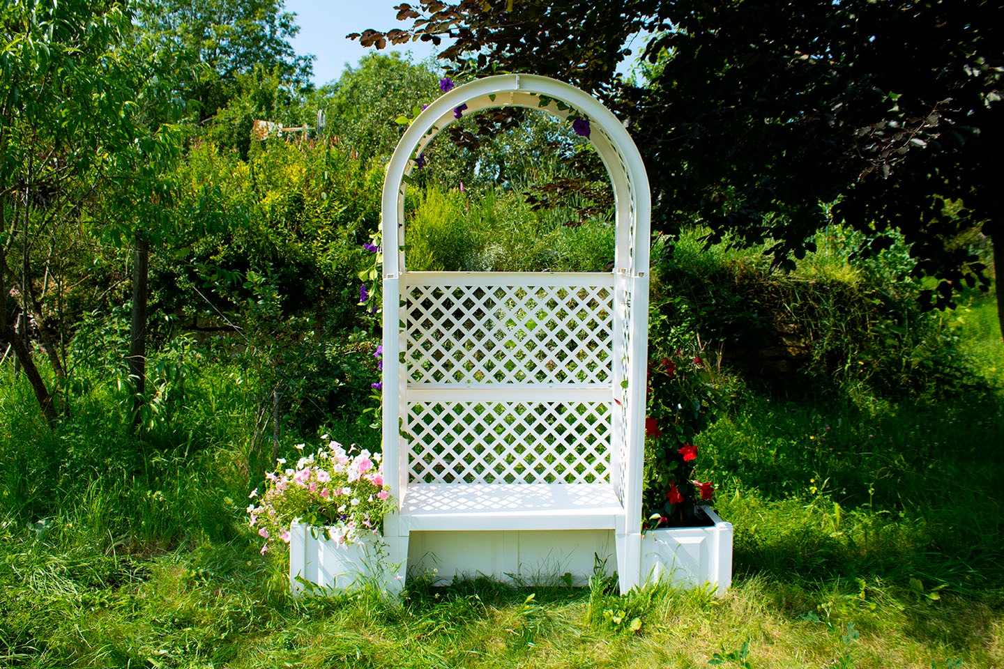 KHW Gartenbank "Amsterdam" mit Rosenbogen, Spalier und zwei Pflanzkästen, w günstig online kaufen