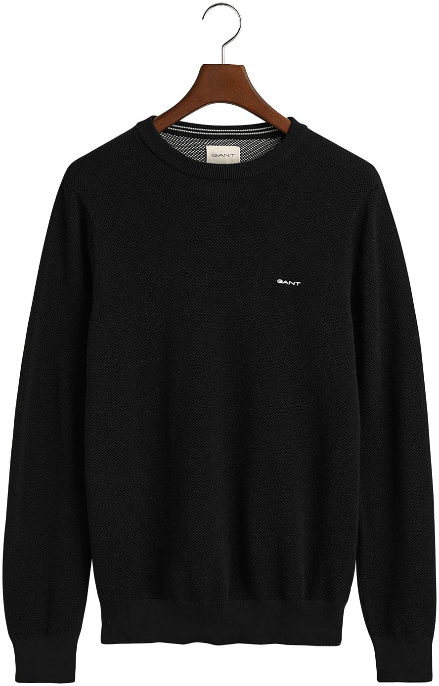 Gant Rundhalspullover »COTTON PIQUE C-NECK«, mit Logostickerei auf der Brust