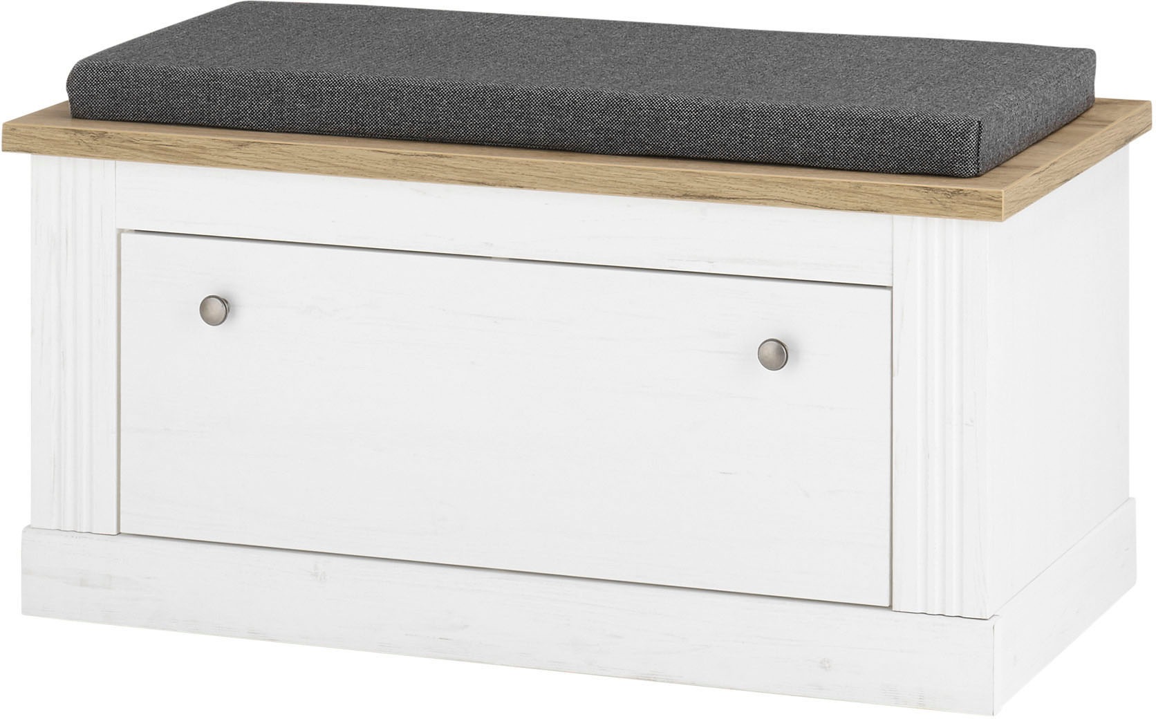 OTTO home Sitzbank "Westminster, Schuhbank mit Sitzkissen, Garderobenbank im Landhausstil" Metallgriffe, in 2 Farben erhältlich, Platz für 8 Schuhe, 92 cm breit