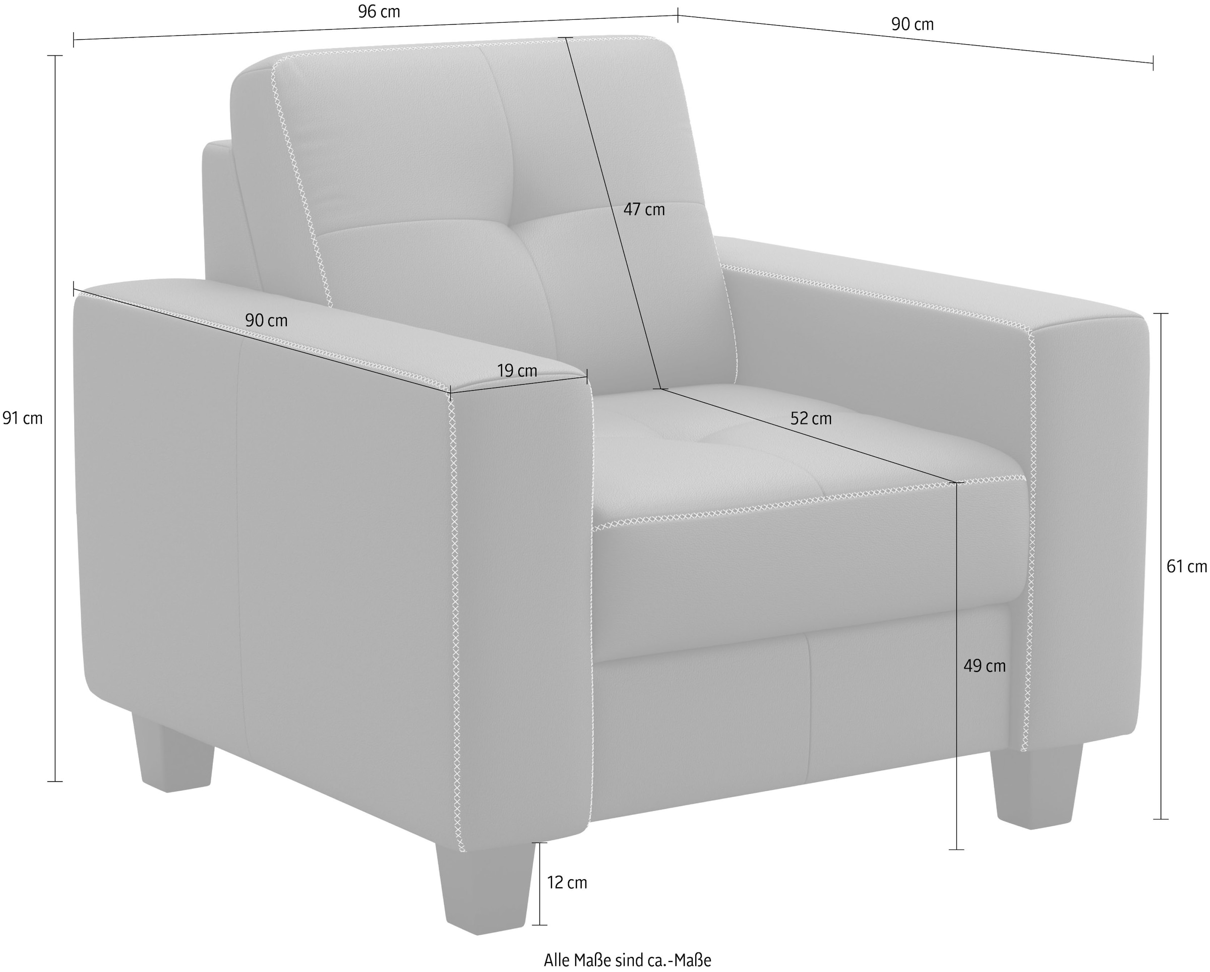 Places of Style Sessel »Varese«, Kreuznaht in beige