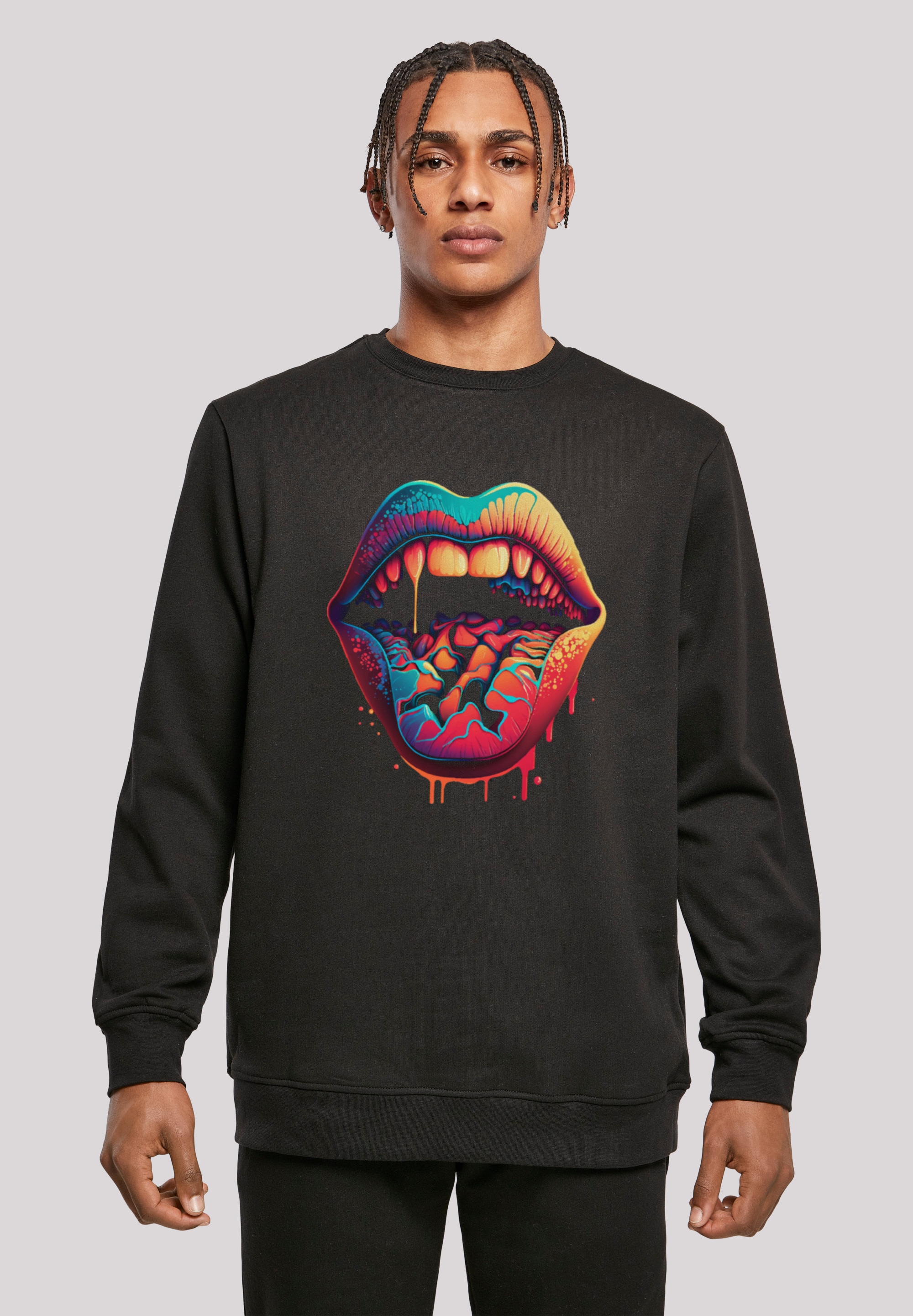 F4NT4STIC Kapuzenpullover "Drooling Lips CREW", Print