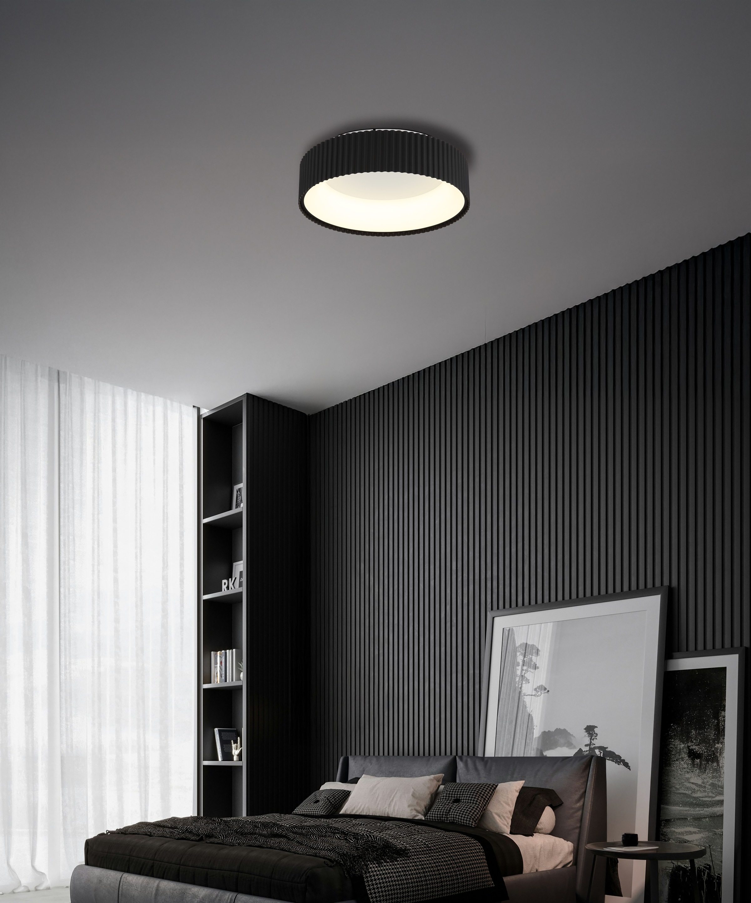 GLOBO LIGHTING Deckenleuchte »KEMP« LED-Modul 1 Stk. LED Deckenleuchte weiß matt mit schwarz matt, dimmbar, Memory