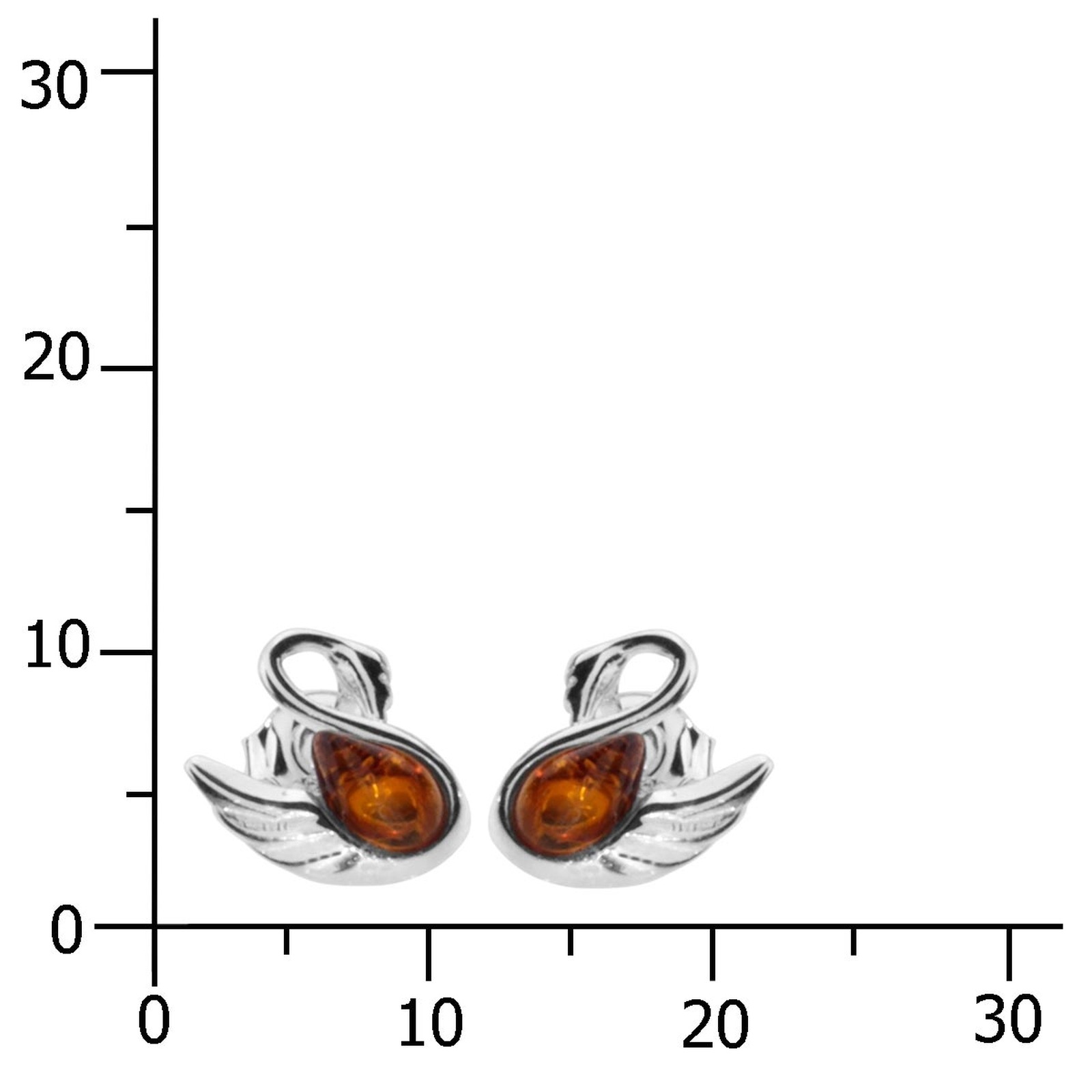Ostsee-Schmuck Swan Stud Earrings Silver 925 Amber Size 11 2