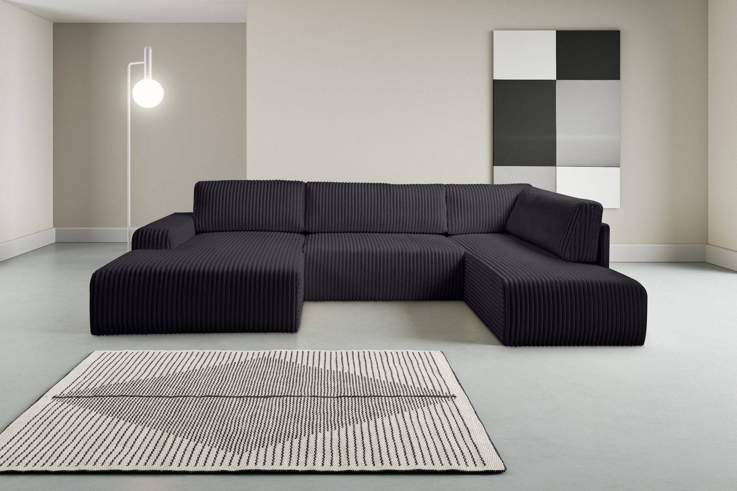 WERK2 Wohnlandschaft "Rotterdam-U, U-Form, in kuschelweichem Cord oder Brei günstig online kaufen
