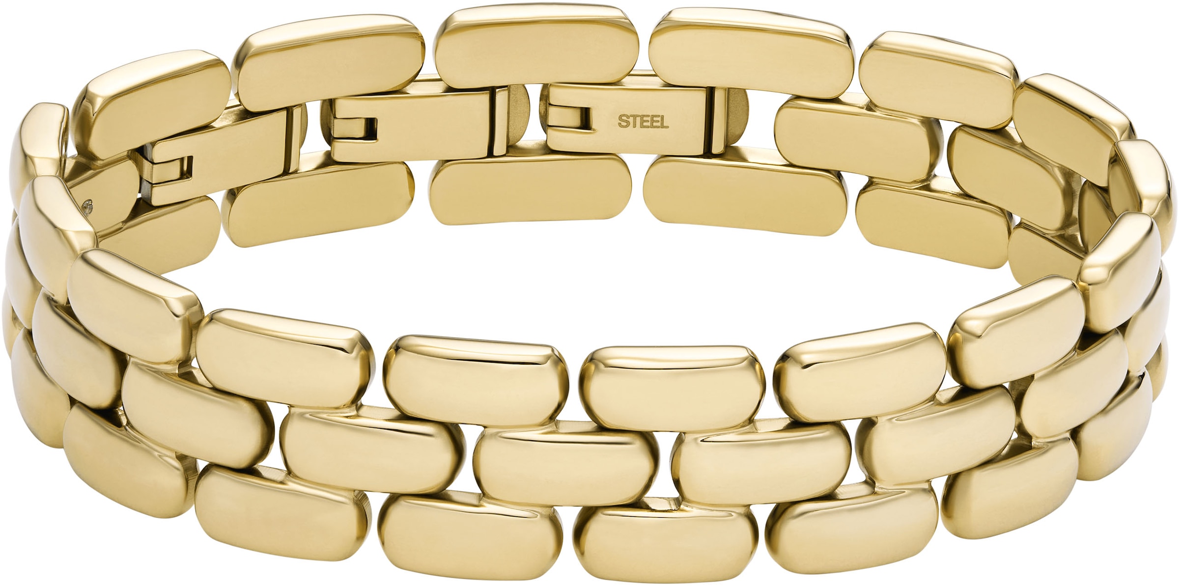Armband FOSSIL "Schmuck Geschenk Edelstahl Armkette Arden", gold (gelbgoldfarben), Armbänder, Damen, 19cm, Edelstahl, Armband 2