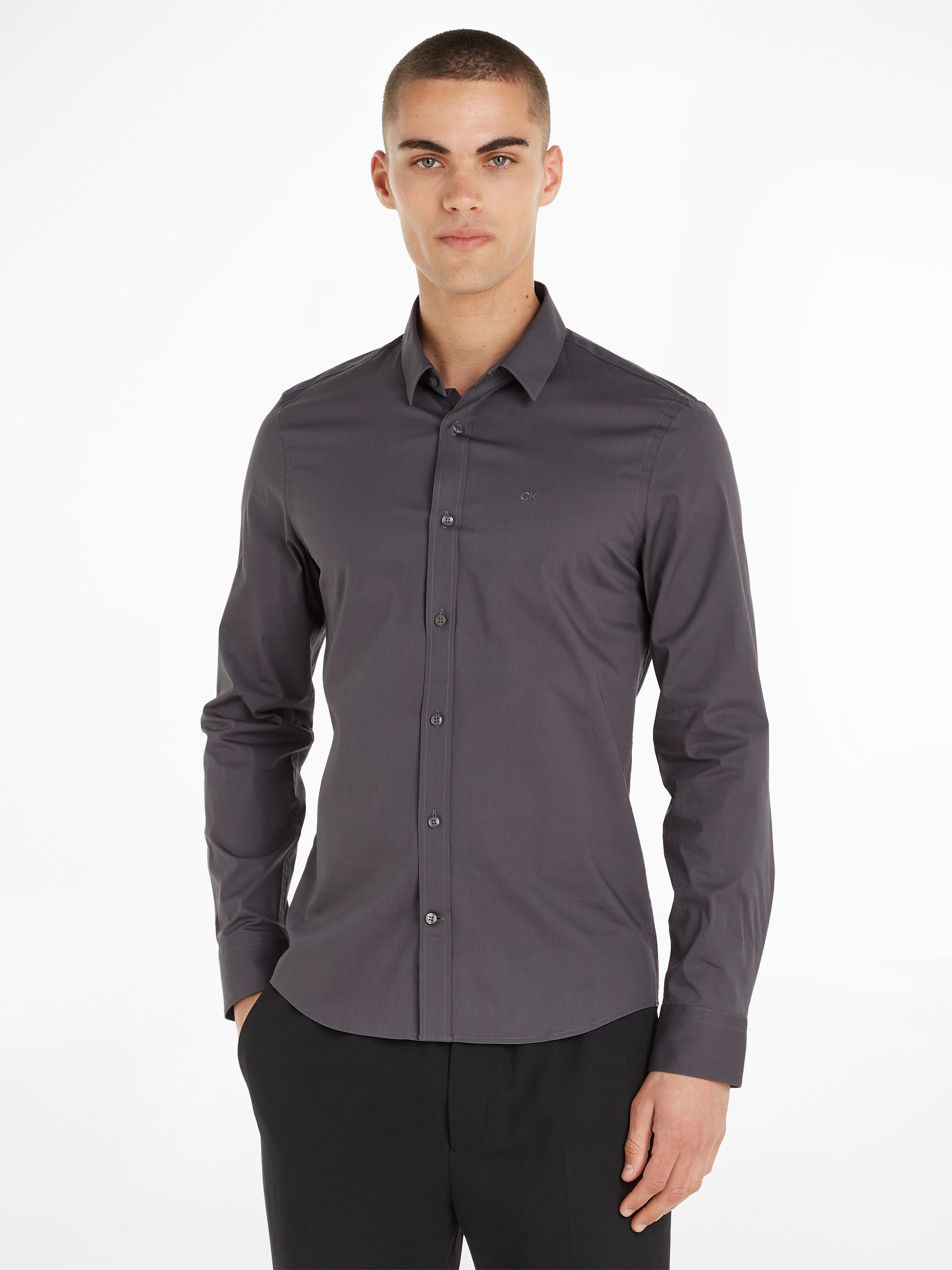 Calvin Klein Langarmhemd "SLIM FIT STRETCH POPLIN", mit Kentkragen günstig online kaufen