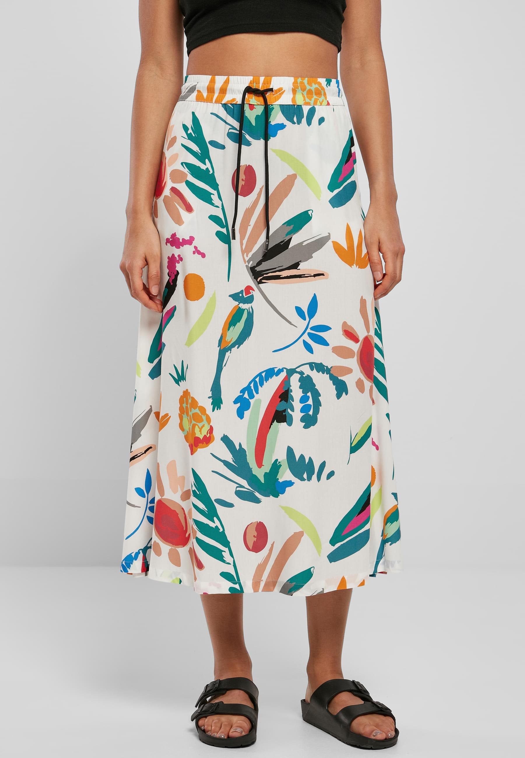 URBAN CLASSICS Jerseyrock »Urban Classics Damen Ladies Viscose Midi Skirt«, (1 tlg.)