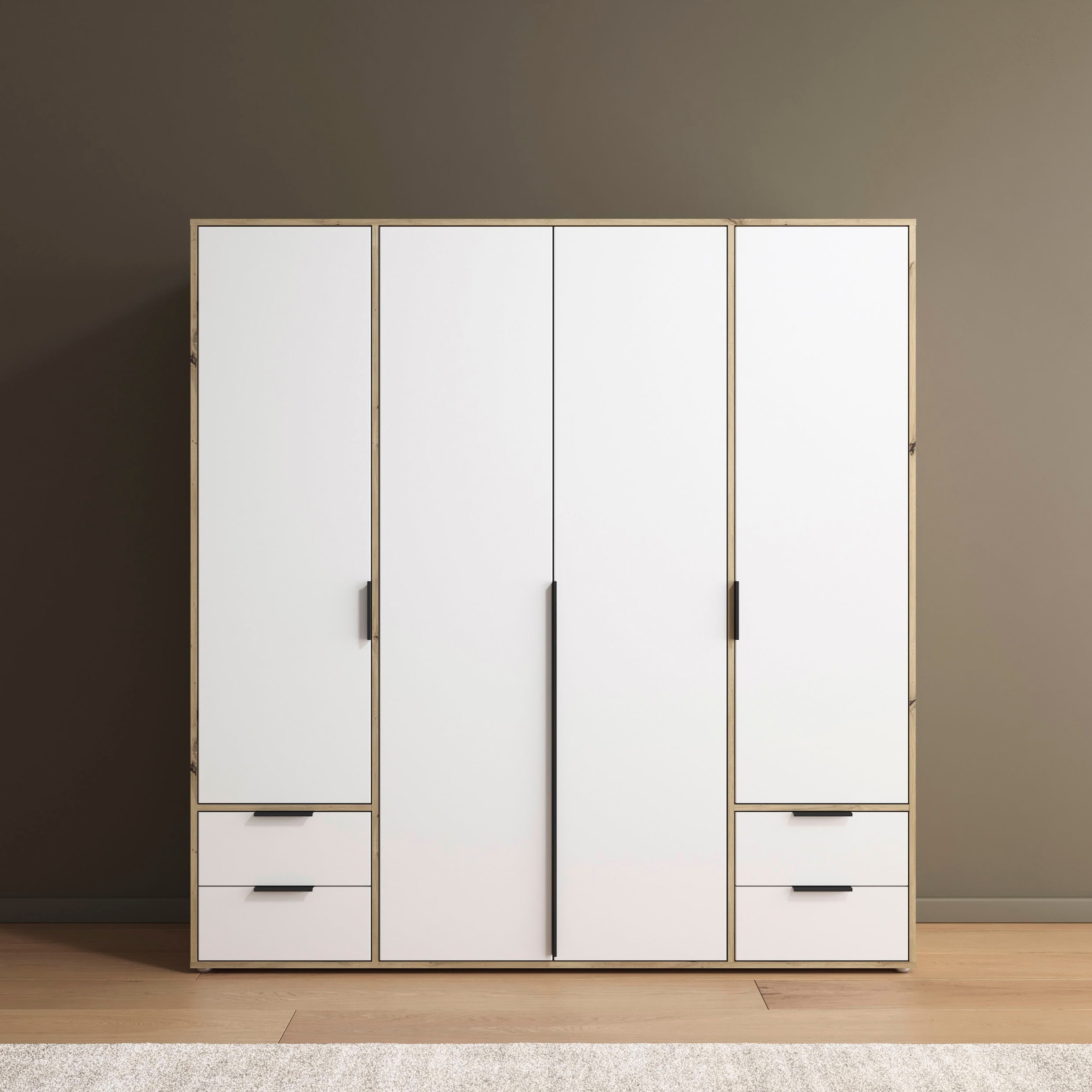 rauch "Kleiderschrank Schrank Garderobe Wäscheschrank NAGATA viel Stauraum" in 3 verschiedenen Ausstattungen BASIC/CLASSIC/PREMIUM, mit Schubladen sowie Stangengriffen TOPSELLER MADE IN GERMANY