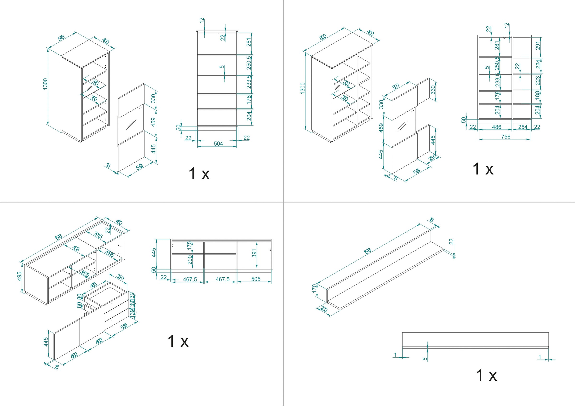 INOSIGN Schrank-Set »LARGO«, (Set, 4 St.), mit Soft-Close-Funktion