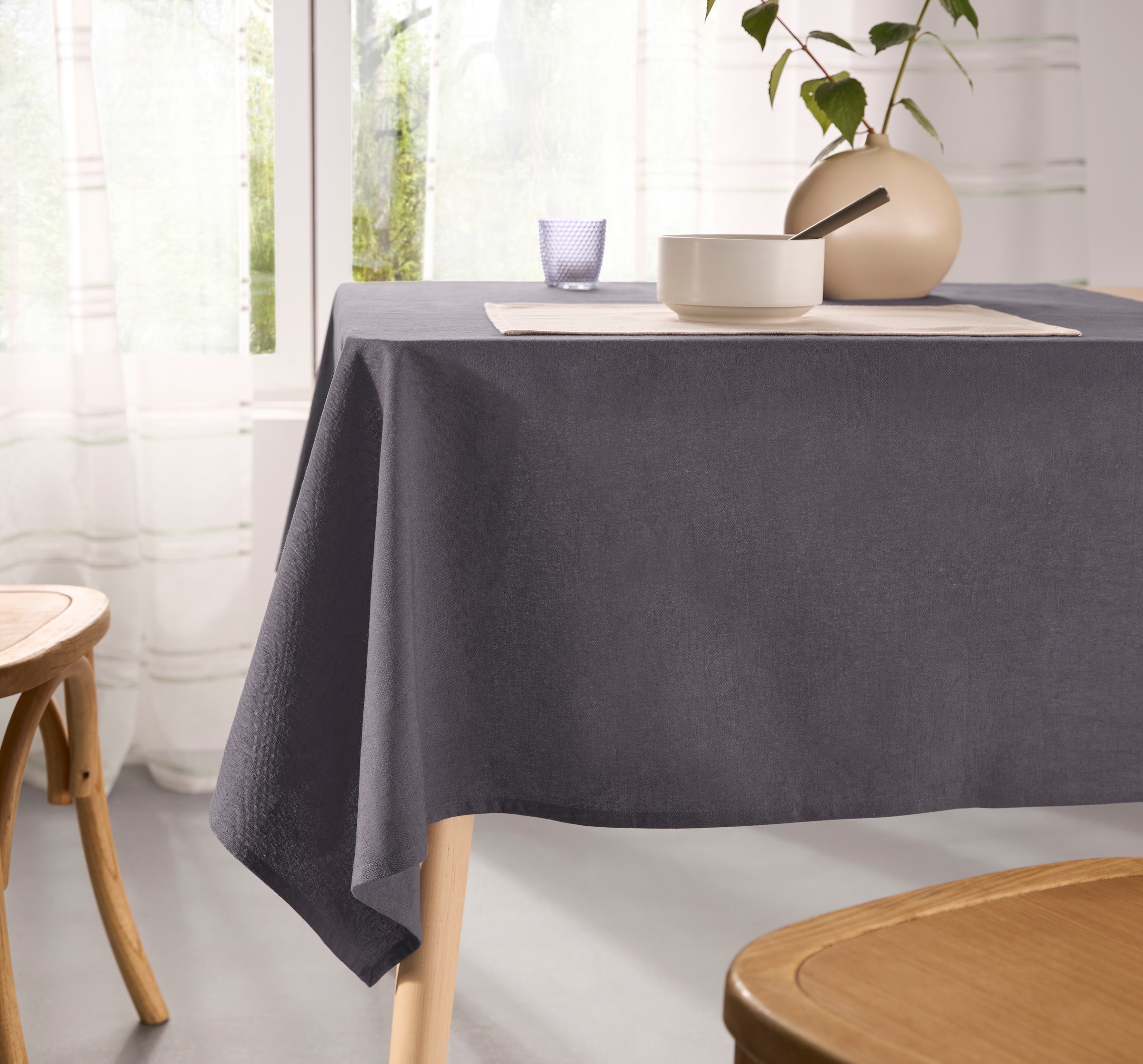 LeGer Home by Lena Gercke Tischdecke "Liaa" Blickdicht & glatt, Pflegeleicht, aus Baumwolle und Leinen