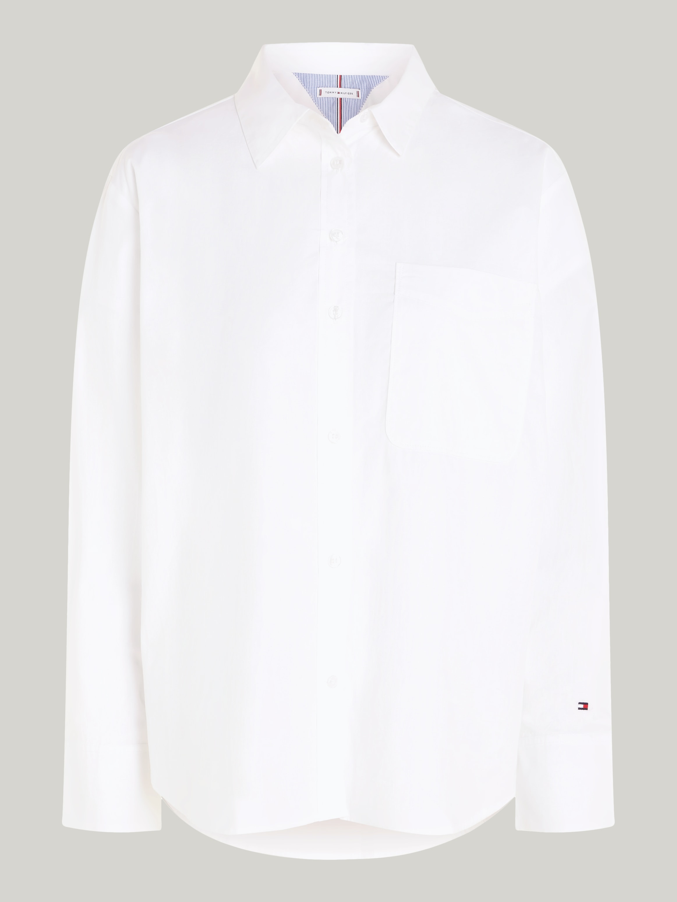 Tommy Hilfiger Hemdbluse »SOLID COTTON EASY FIT SHIRT«, mit Brusttasche