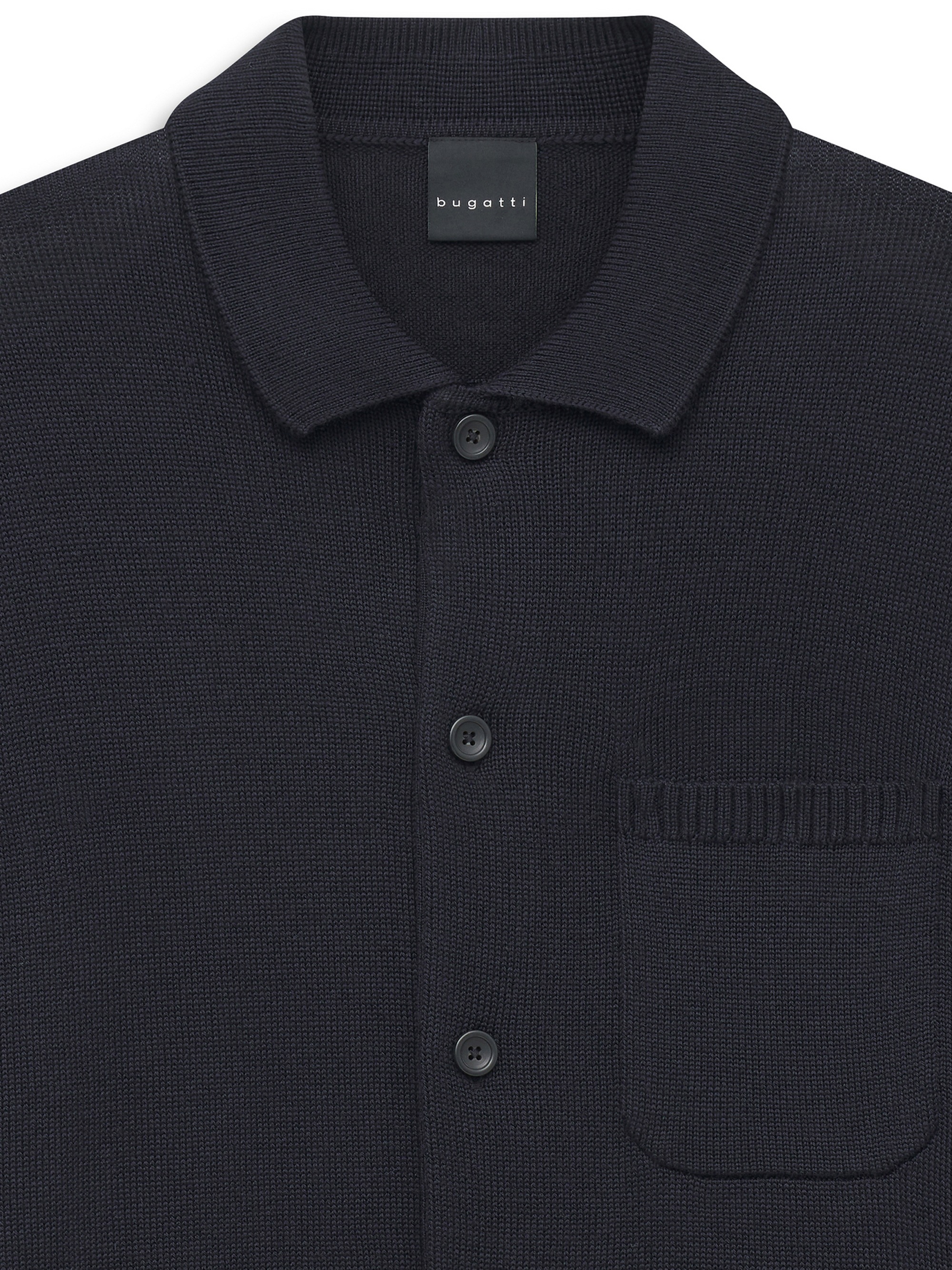 bugatti Strickjacke »Regular Fit« Regular Fit Wollmix Umlegekragen