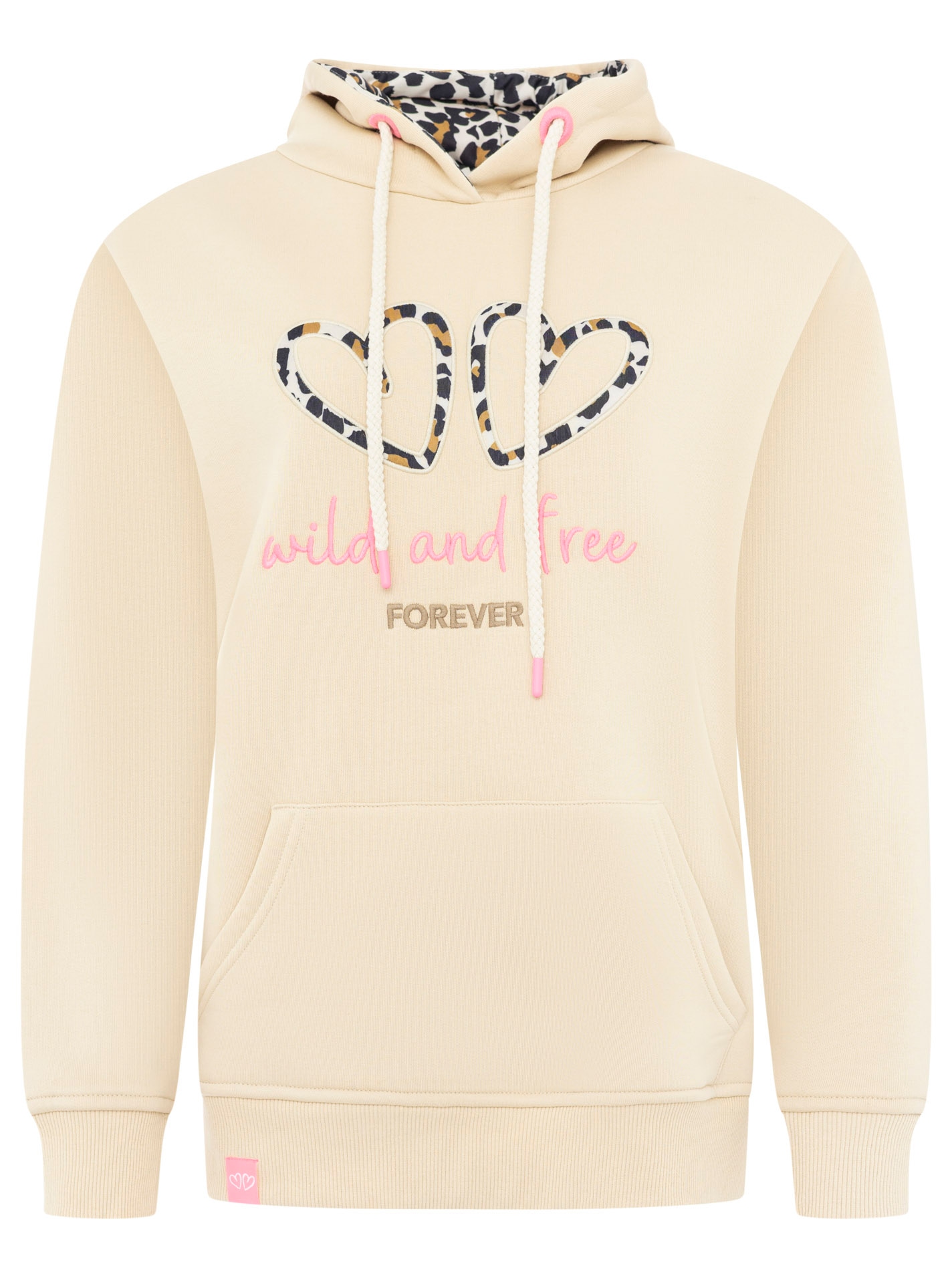 Zwillingsherz Hoodie »"FOREVER wild"«, zwei gestickte Herzmotive, Leo-Design, Kapuze, Kängurutasche
