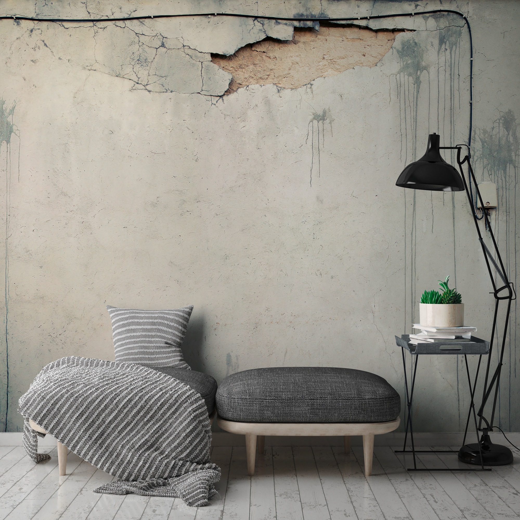 A.S. Création Vliestapete "Betonoptiktapete Rissstruktur Grau Beige" matt strukturiert