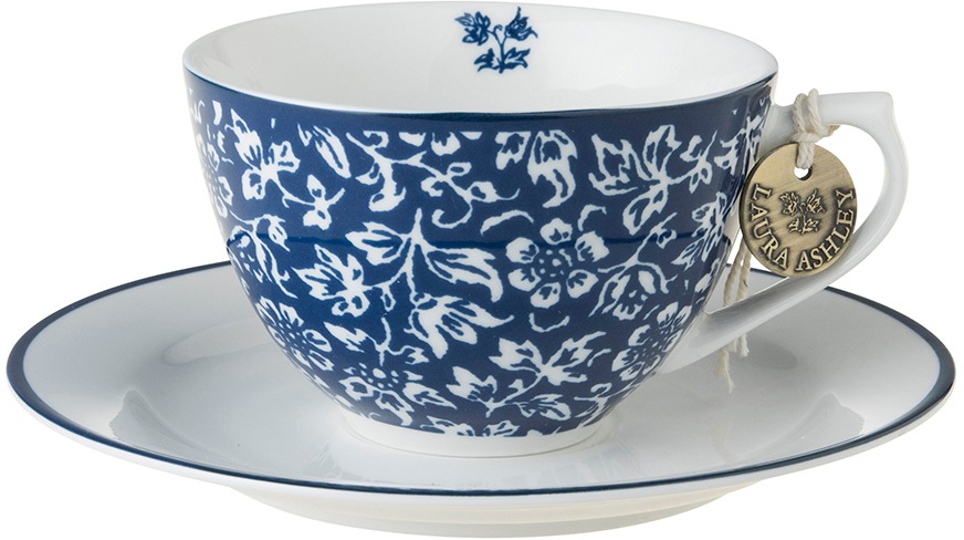 LAURA ASHLEY BLUEPRINT COLLECTABLES Cappuccinotasse »Mix Designs China Rose, Sweet Allysum, Floris, Candy Stripe«, (Set, 8 tlg., 4 Cappuccinotassen und 4 Unterteller), 4 Tassen, 4 Untertassen